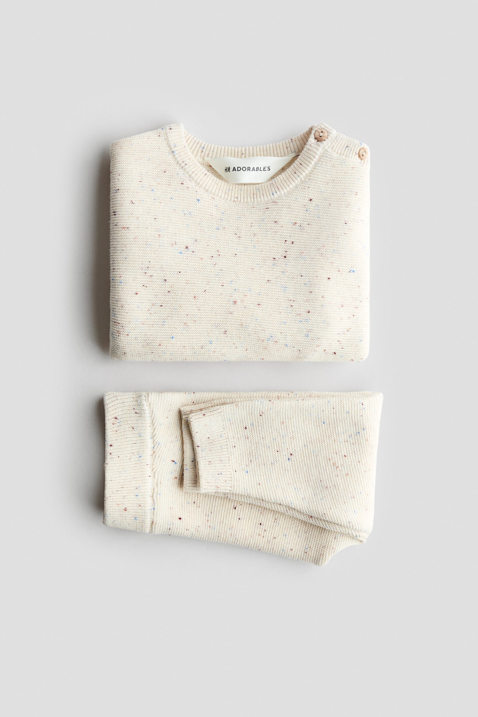 Set 2 pezzi in maglia fine di cotone - Crema/neps - 2