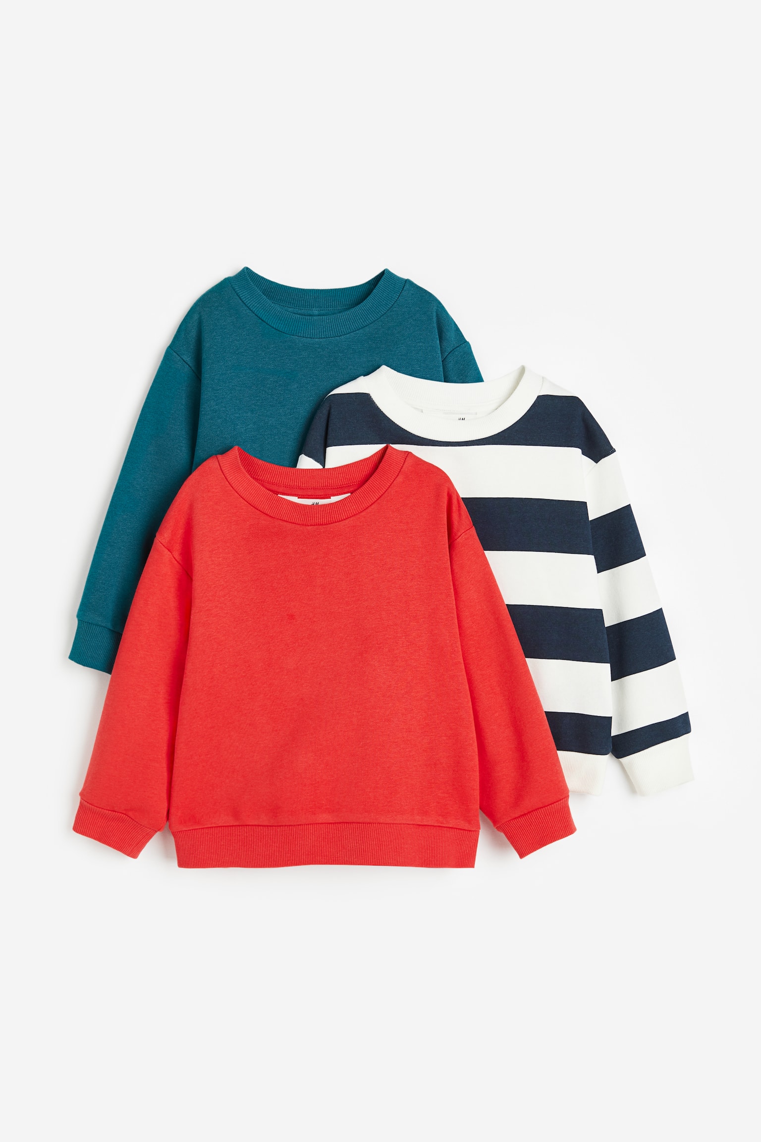 3-pack sweatshirts - Dark green/Red/Blue/Brown/White/Grey marl/Navy blue/Olive green/Bright blue/Bright red/Light grey marl/Dark red/Striped - 1