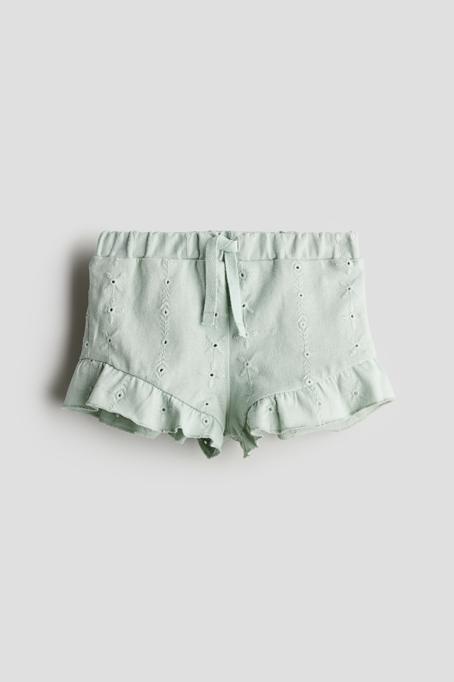 Cotton jersey shorts - Dusty green/Beige/White - 1