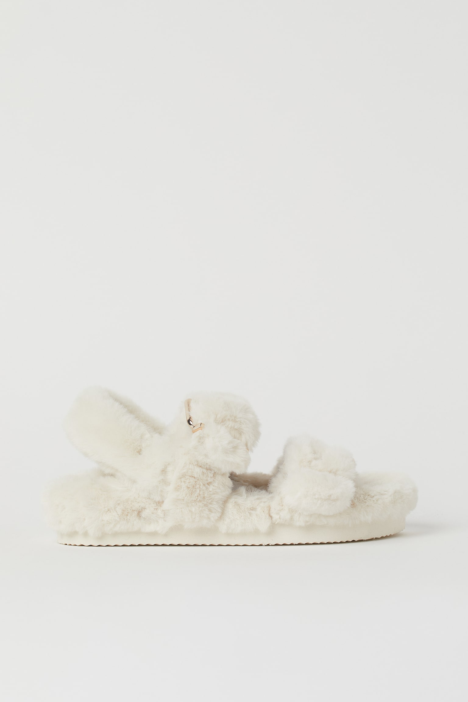 Sandalen van imitatiebont - Roomwit