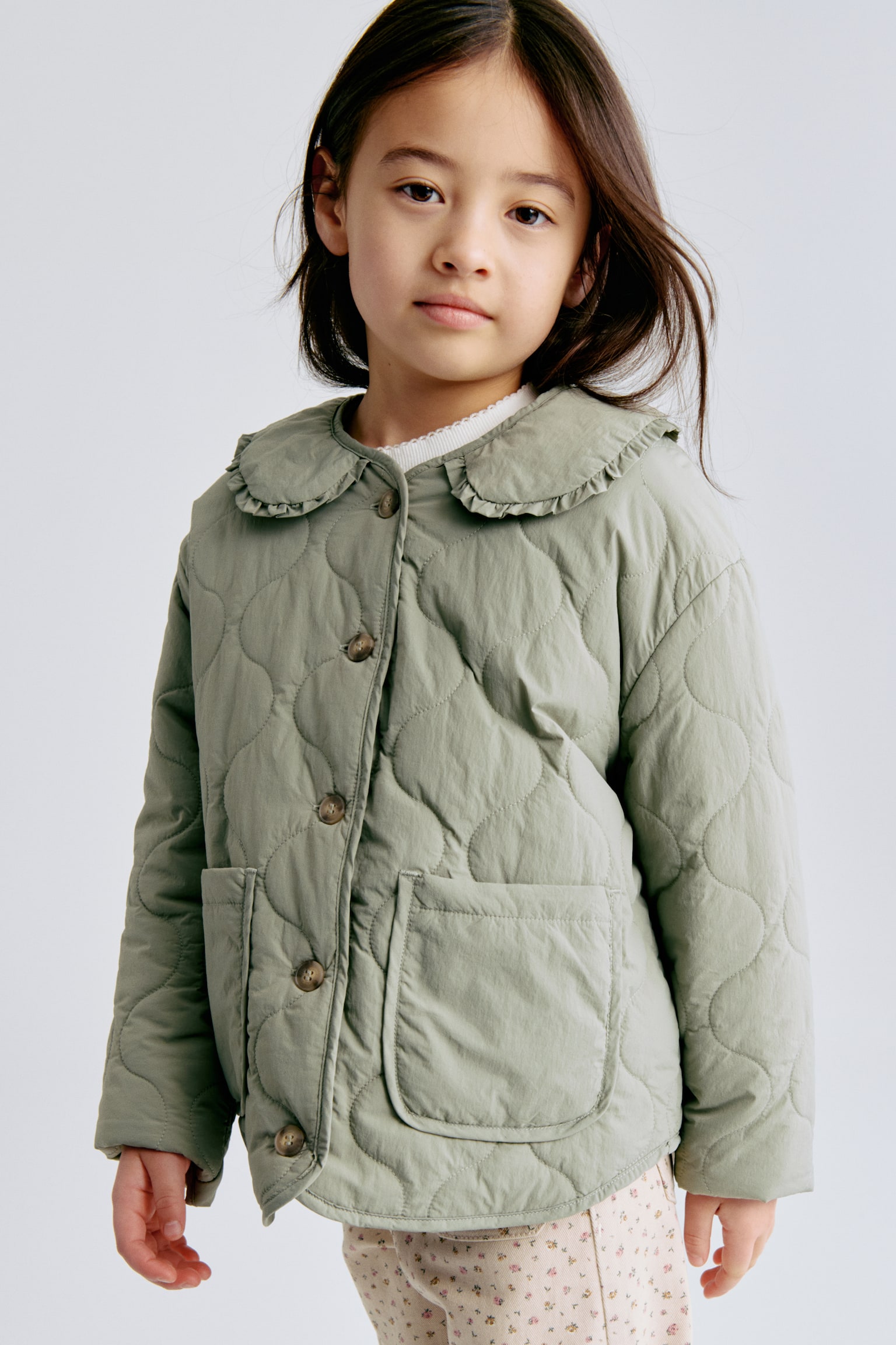 Quilted jacket - Light khaki green/Light pink - 2