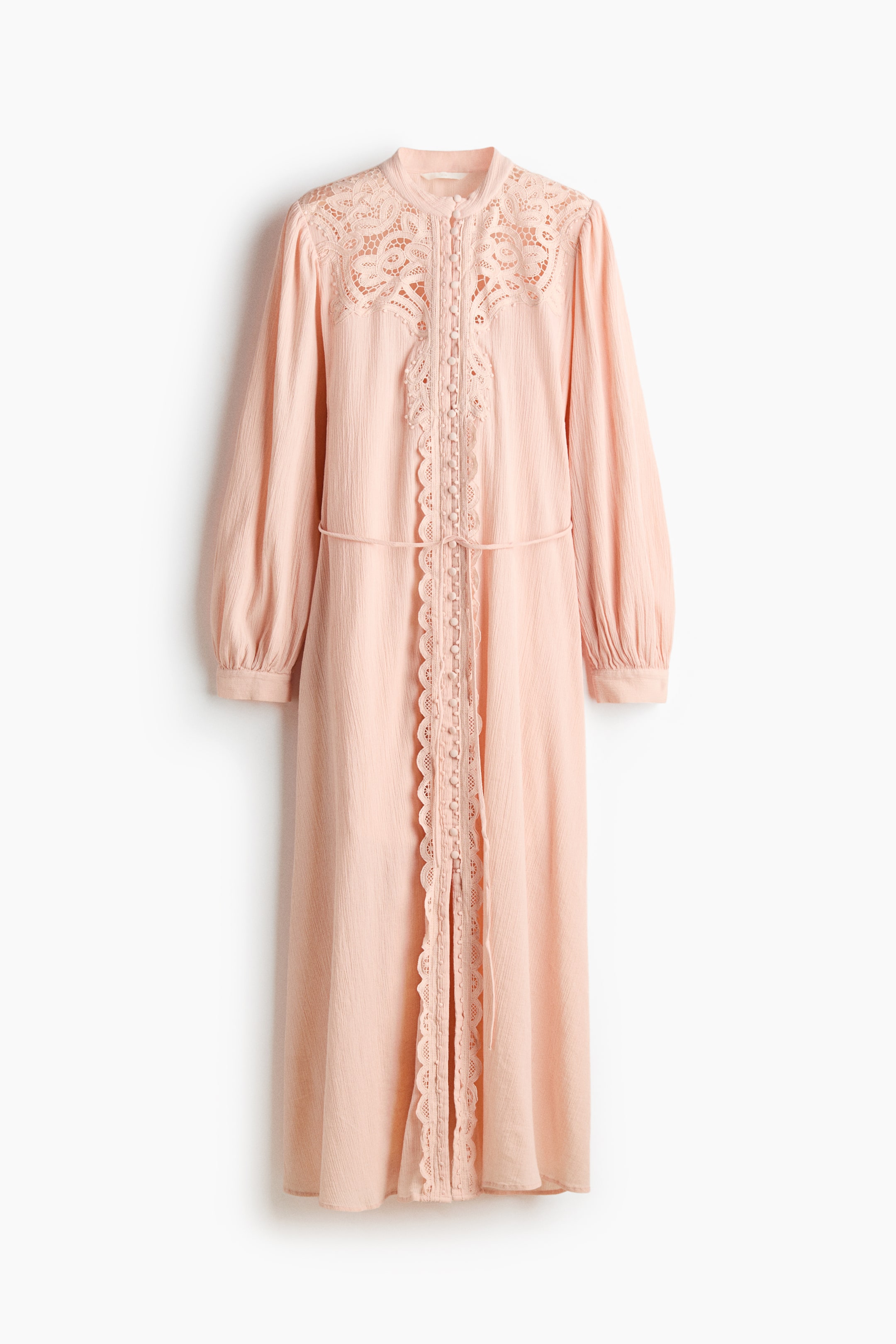 View larger image: Lace-detail cotton dress - Light peach pink - Ladies | H&M 1