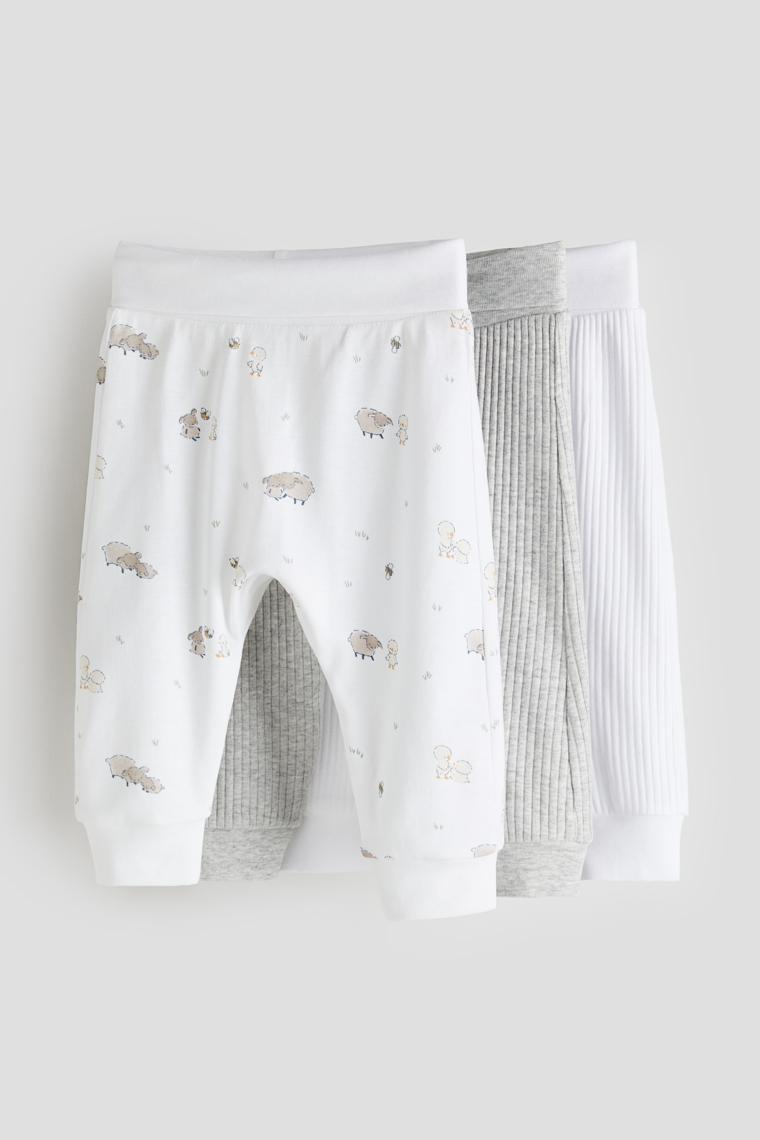 3-pack foldover-waist trousers - White/Sheep/White/Tigers - 1