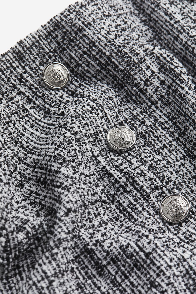 Jupe texturée à boutons - Noir/carreaux - 3