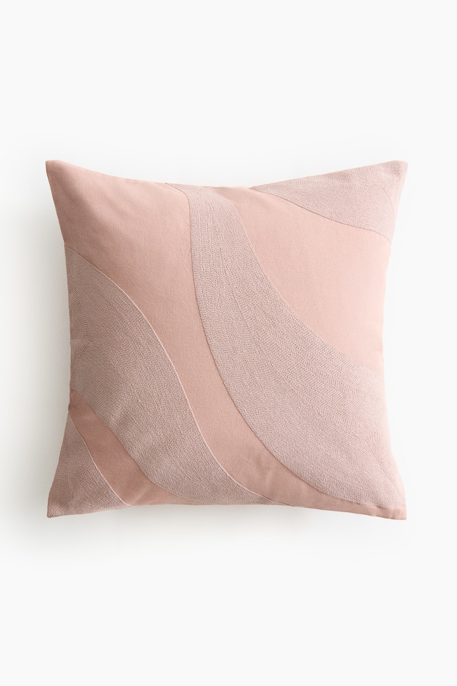 Kussenhoes met borduursel - Dusty lichtroze/Lichtbeige - 1