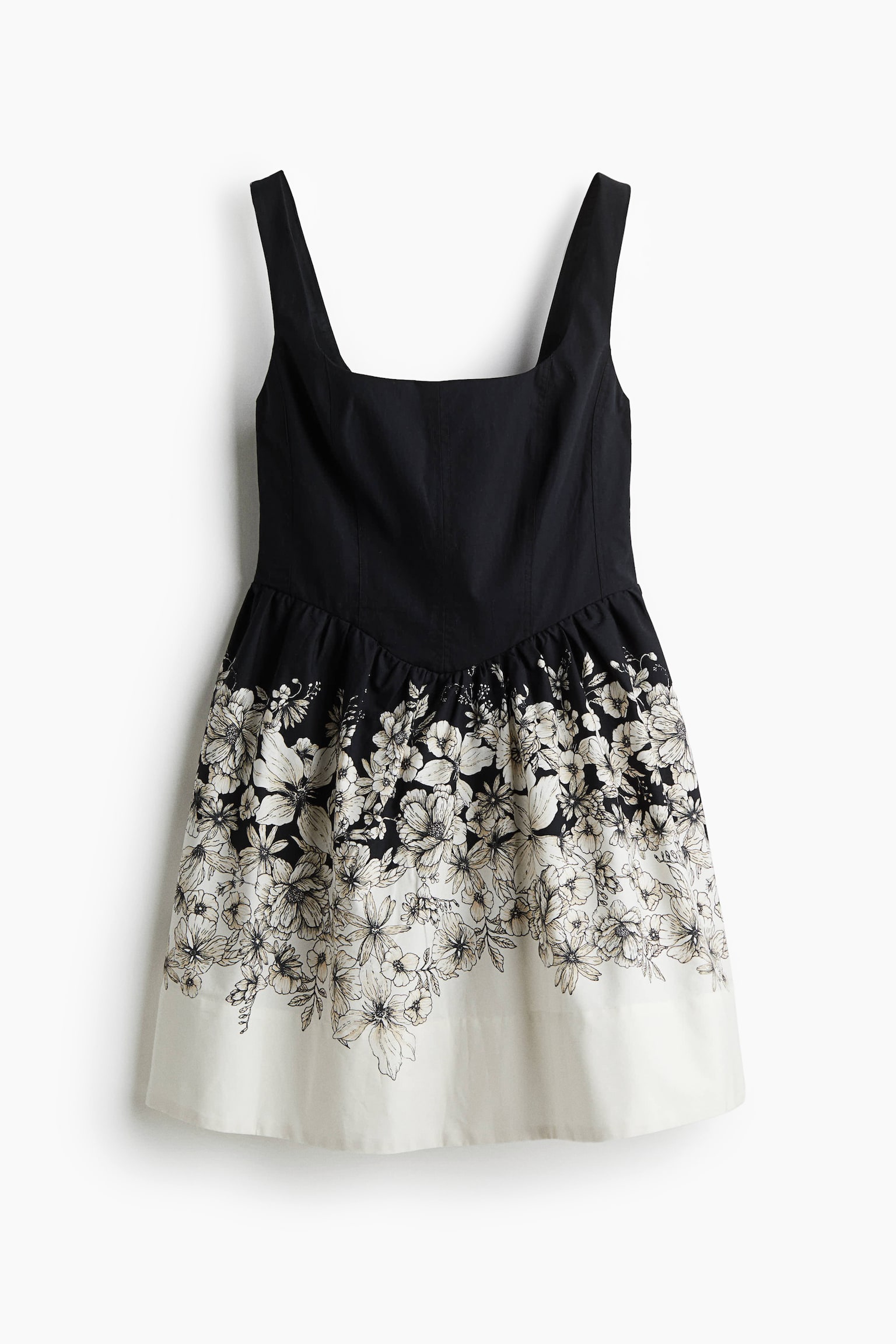 Женское платье H&M Dress with Flared Skirt, цвет: Чёрный / С принтом — фото 1