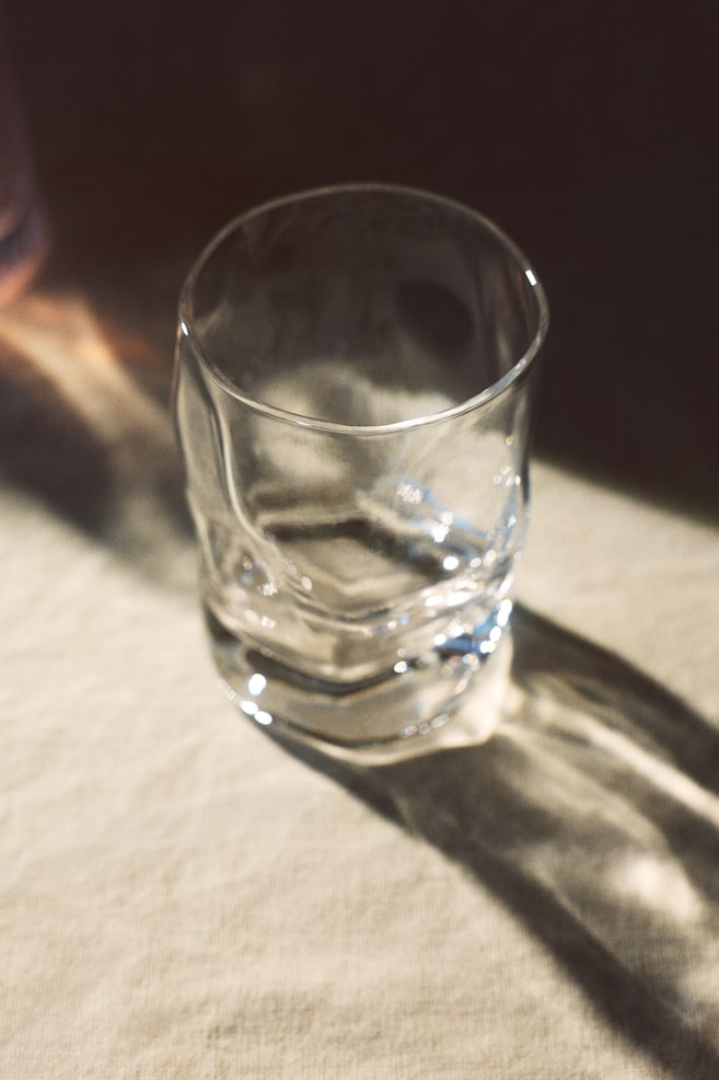 2-Pack Low Sculptural Glass Tumblers - Transparent - 2