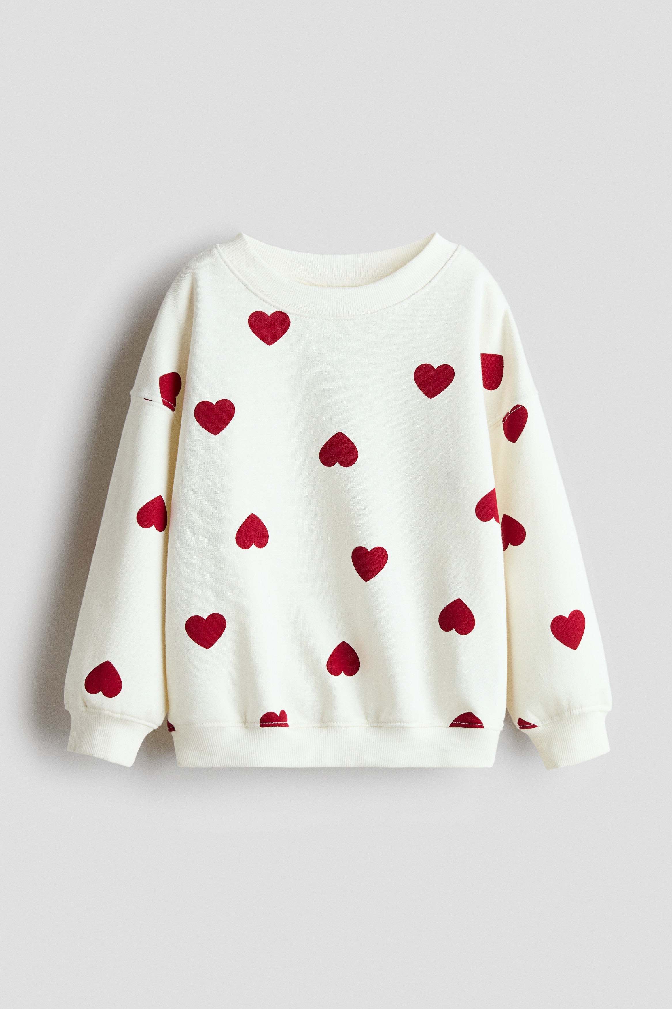 White/hearts Oversized Brushed-Inside Sweatshirt for kids | H&M CA