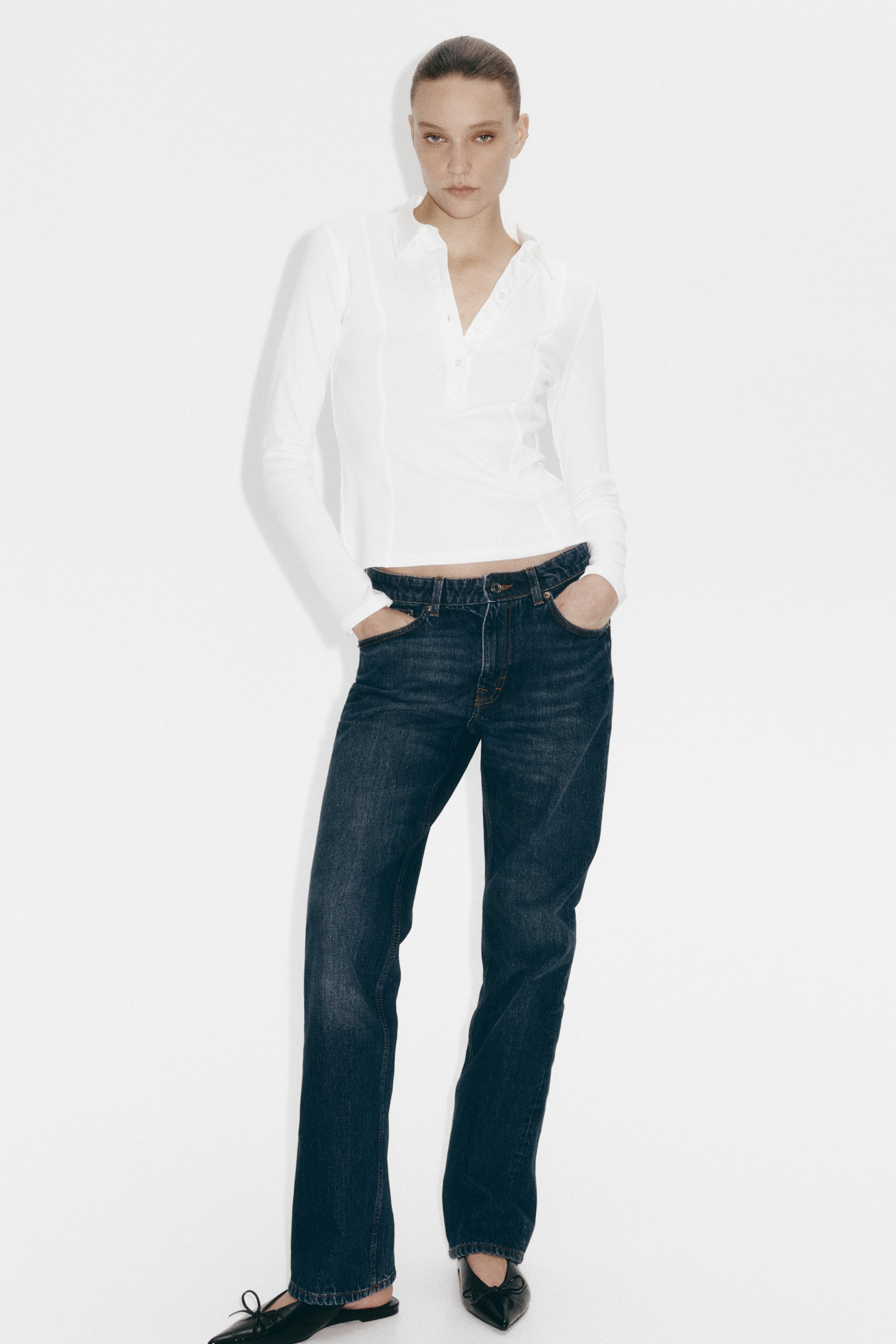 View larger image: Fitted Polo Shirt - White - Ladies | H&M US 3