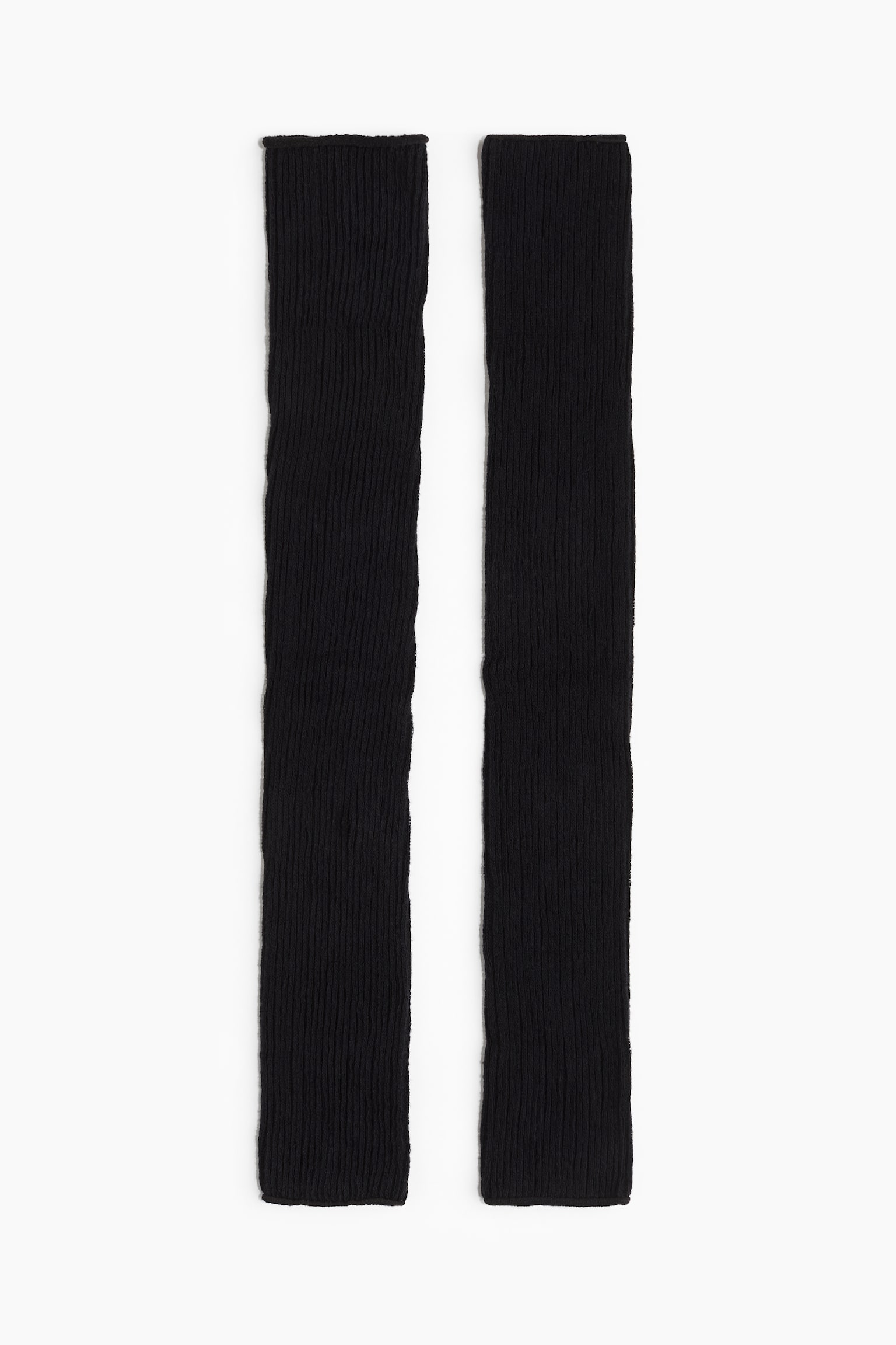 Long rib-knit leg warmers - Black - 2