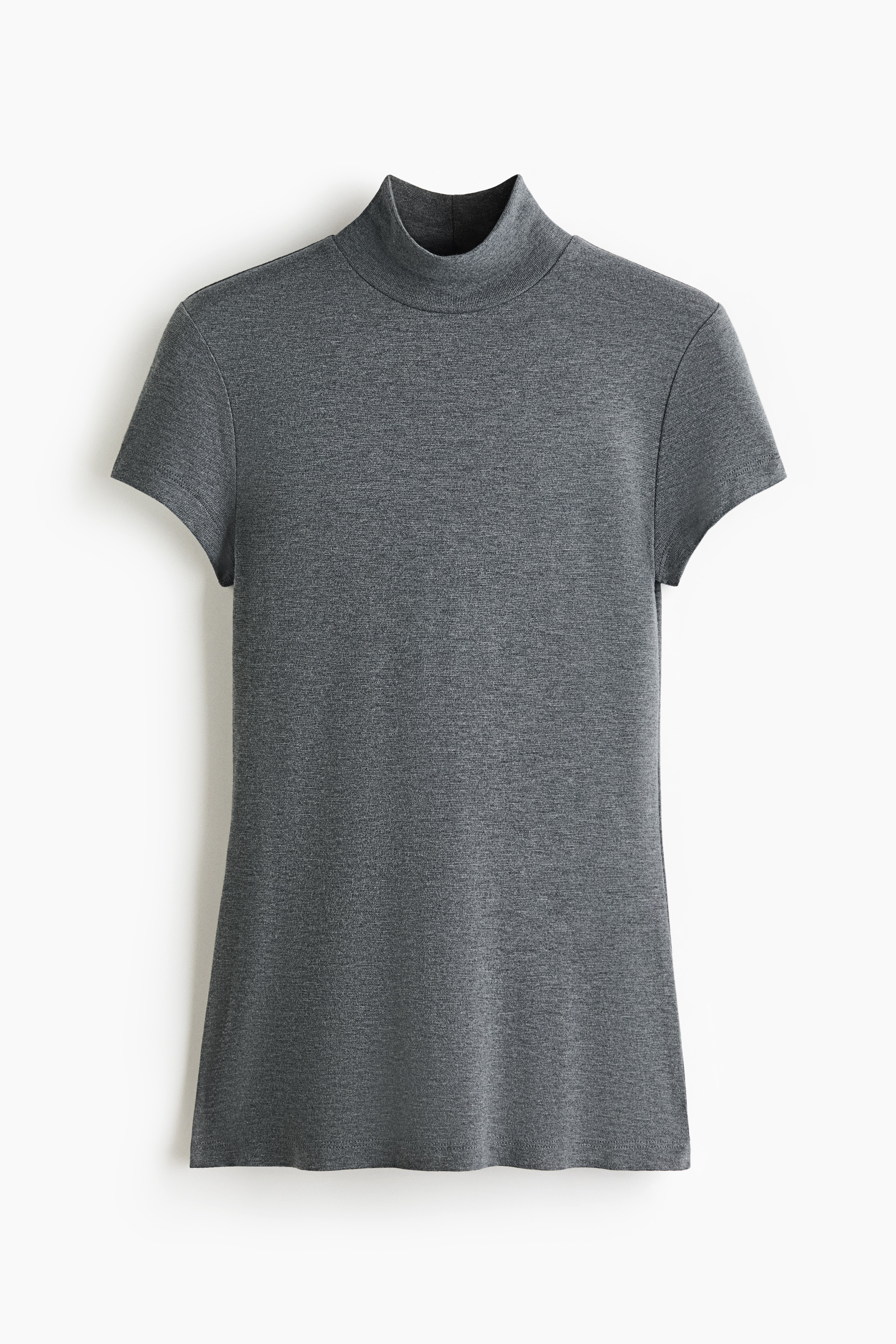 Turtleneck viscose top - Grey marl/Dark red/Navy blue