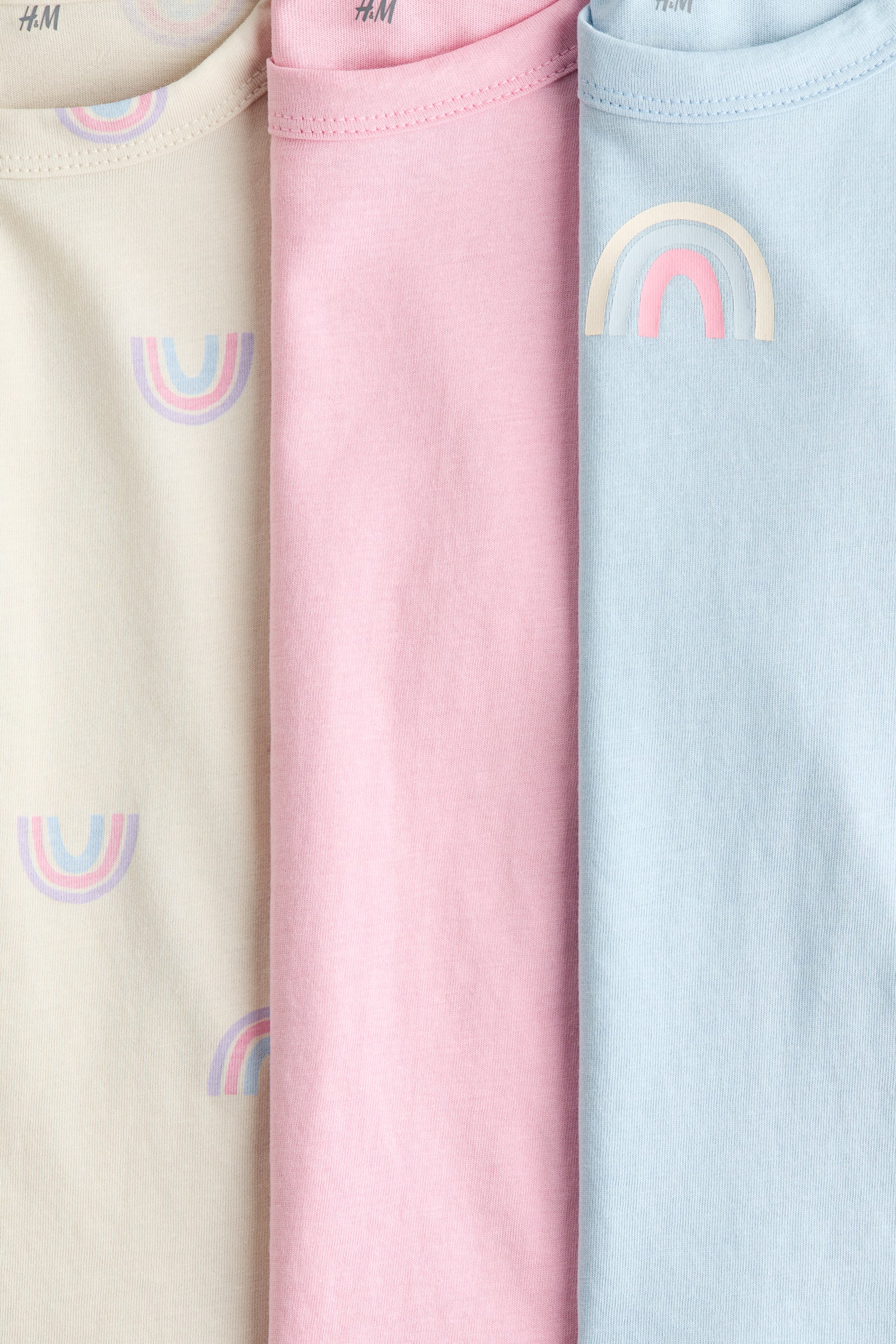 3件入棉質T恤 - 淺藍色/彩虹 - 2