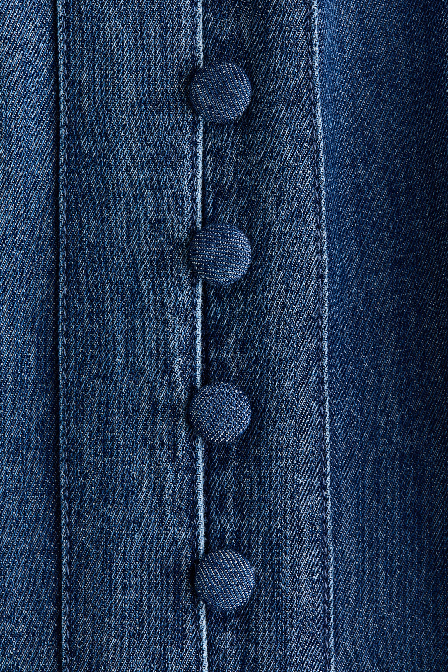 Женское платье H&M Puff-Sleeved Denim Dress, цвет: Джинсовый синий — фото 5