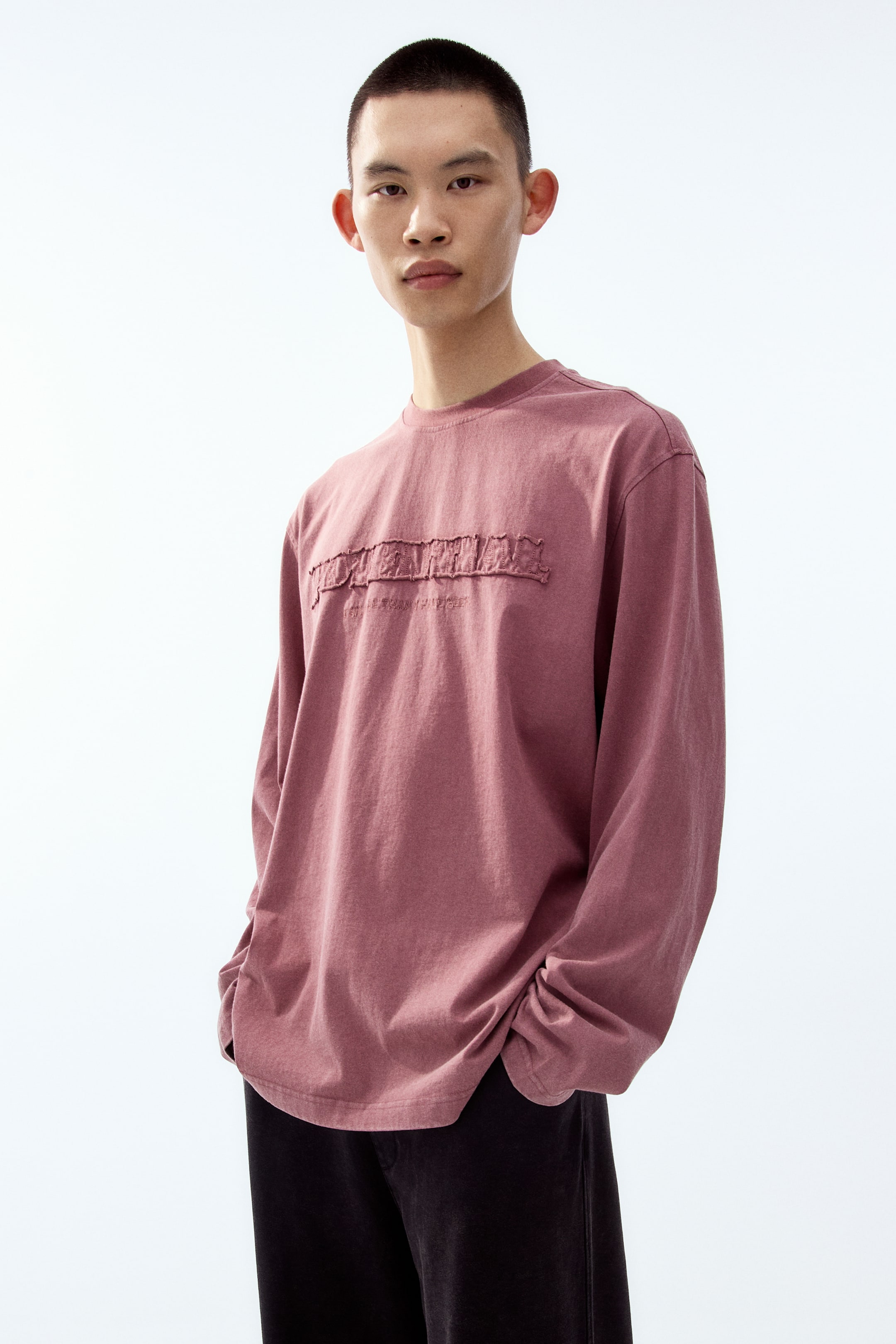 View larger image: Loose-Fit Long-Sleeved T-Shirt - Dark pink/Potential - Men | H&M PH 1