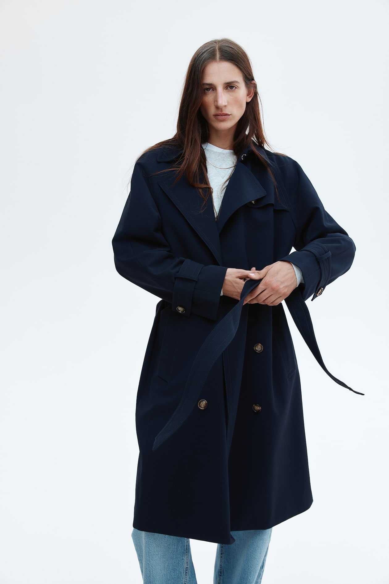 Trench coat - Navy blue - Ladies | H&M GB
