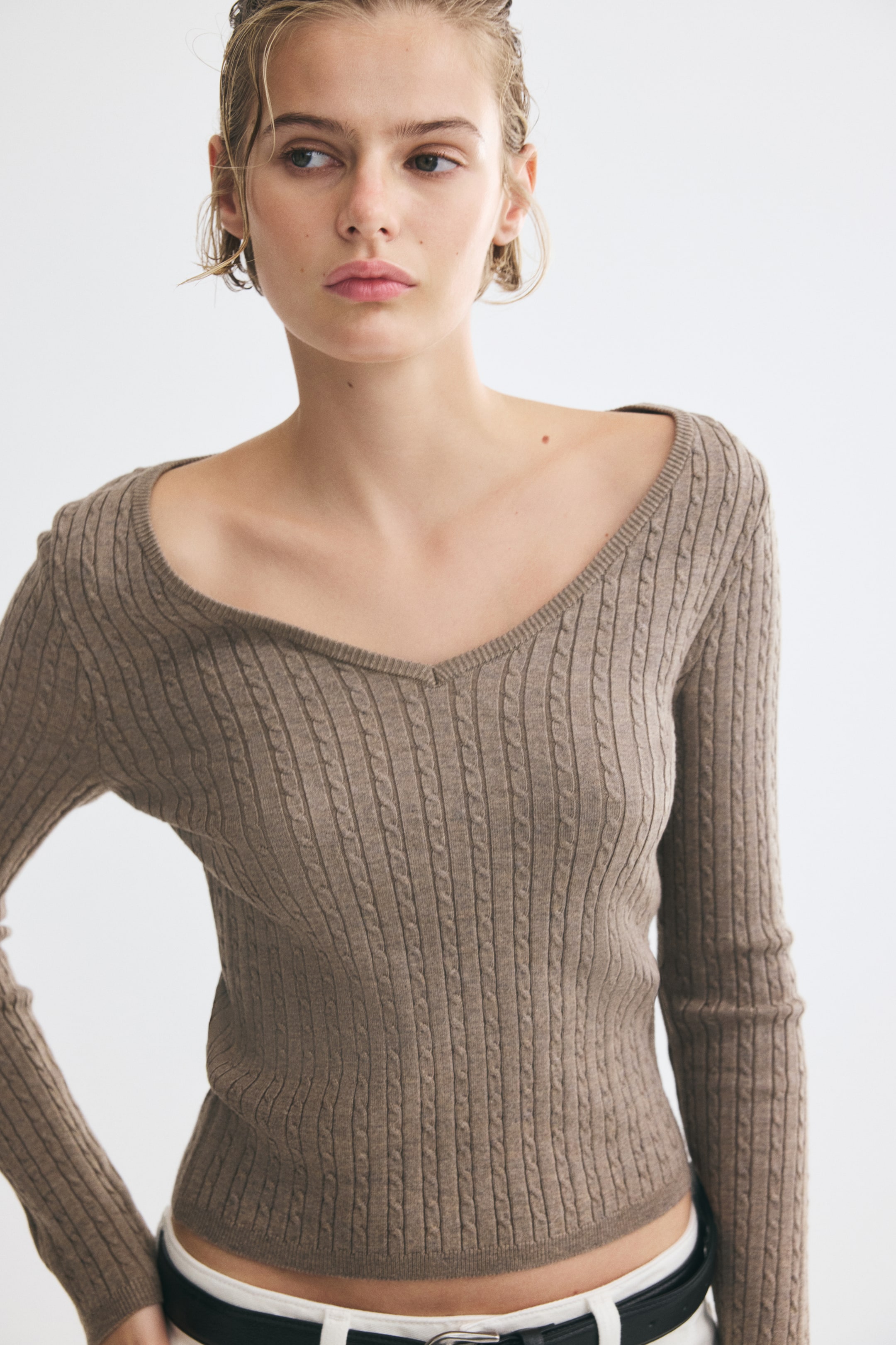 Cable-Knit Viscose-Blend Sweater
