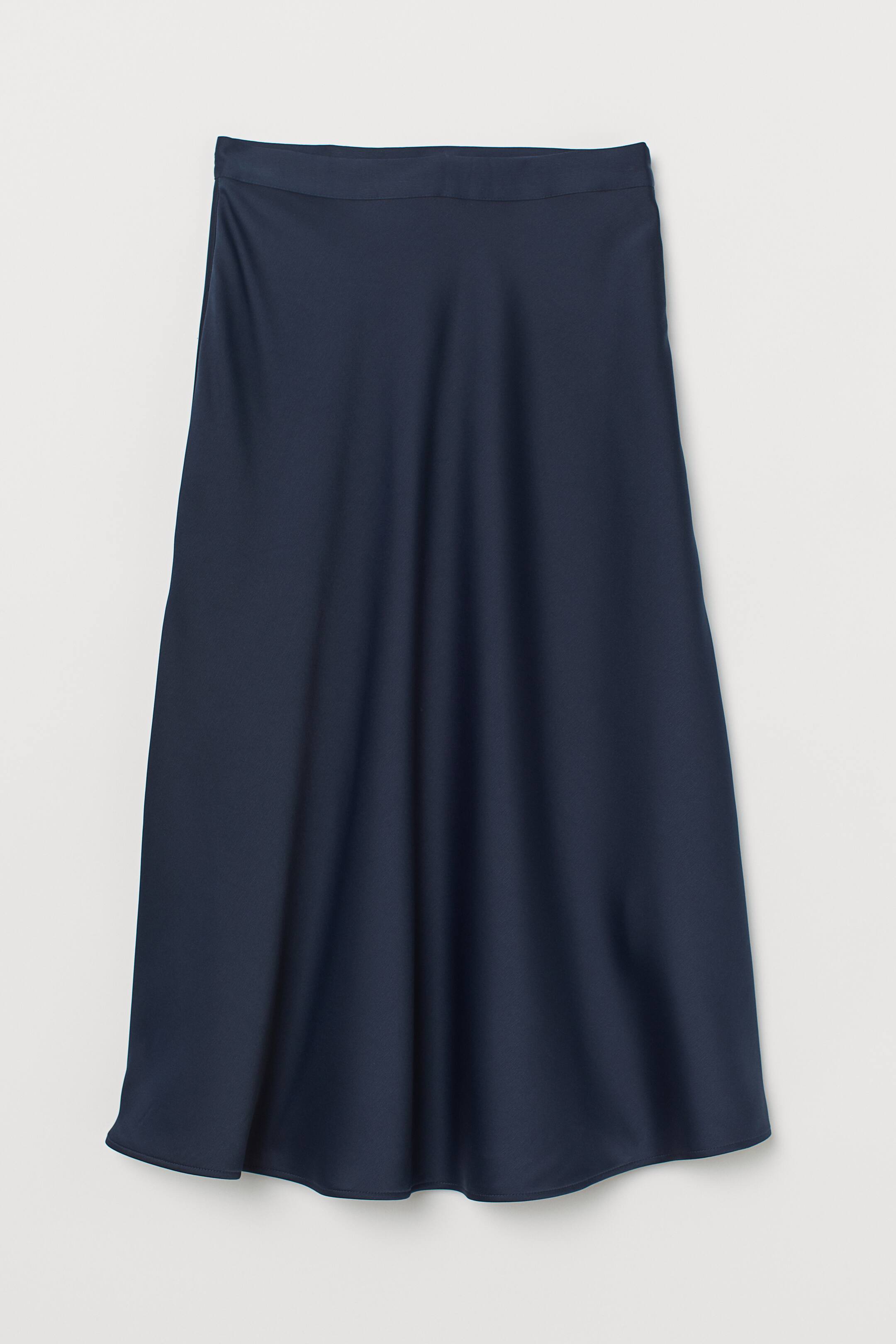 Calf-length skirt - High waist - Midi - Dark blue - Ladies | H&M GB