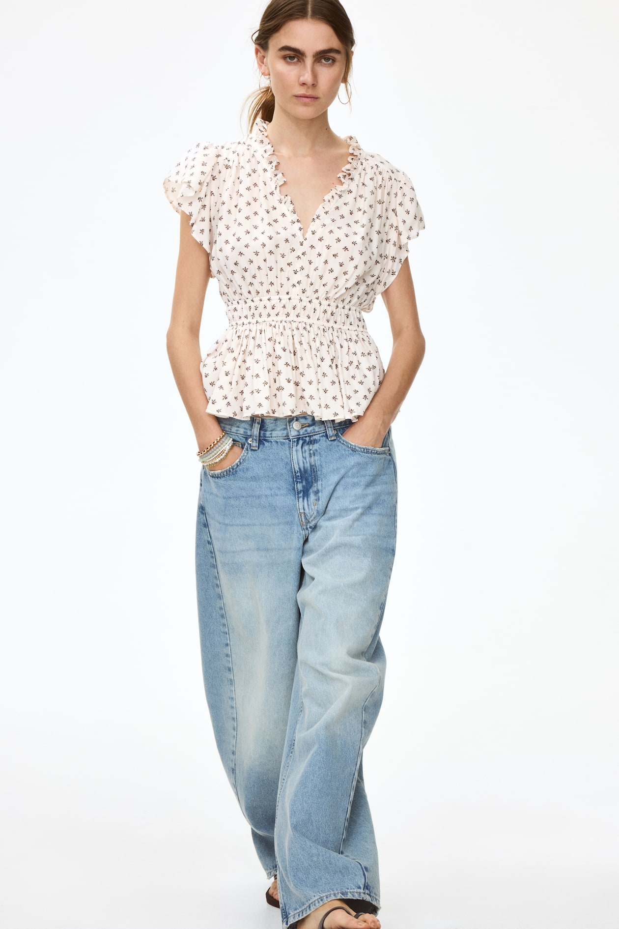 Flutter-Sleeved Peplum Blouse - image 4