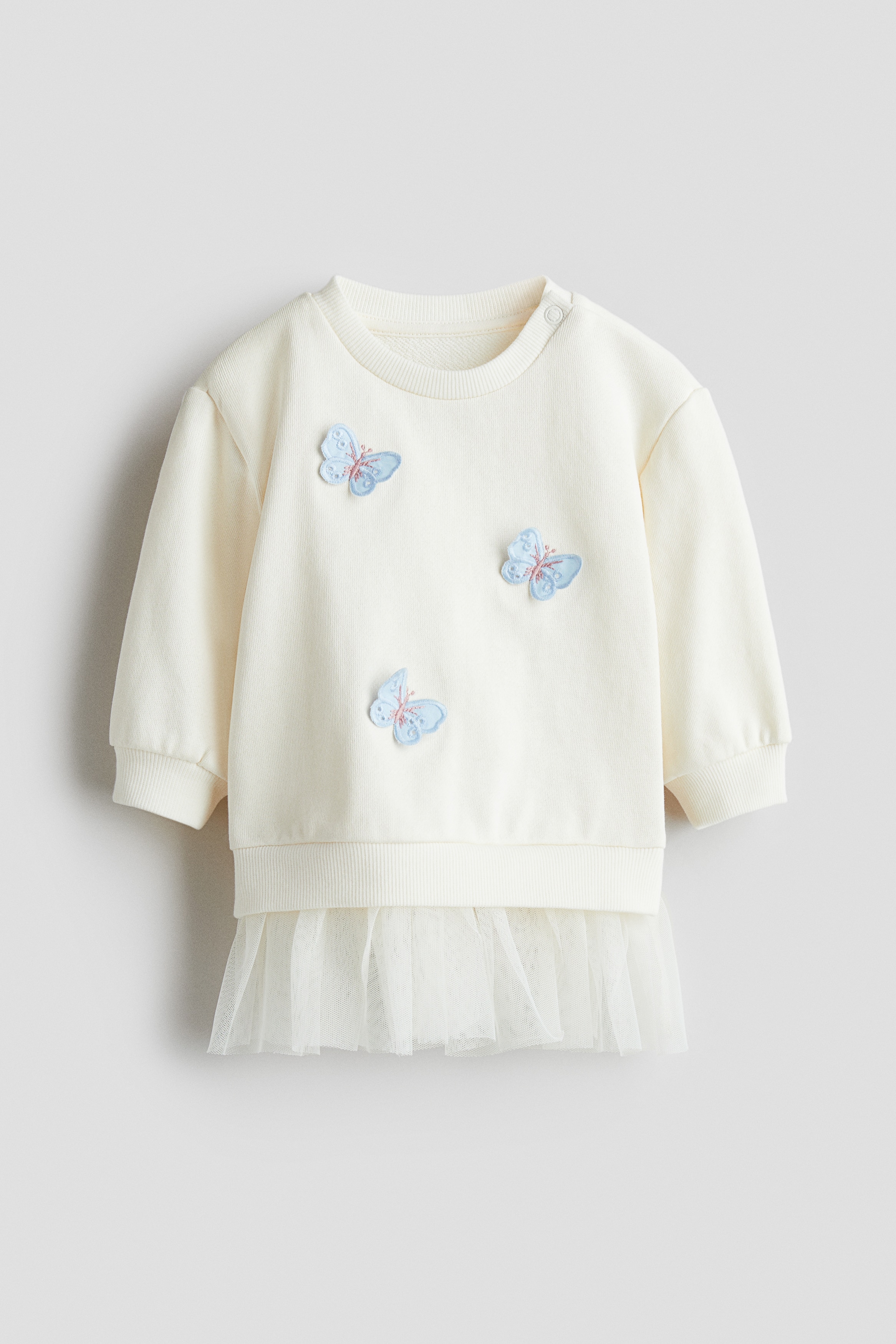 Tulle Skirt Sweater Dress - White/Butterflies/Beige marle/Navy blue/Paris/Light pink/Floral/Beige/Leopard print