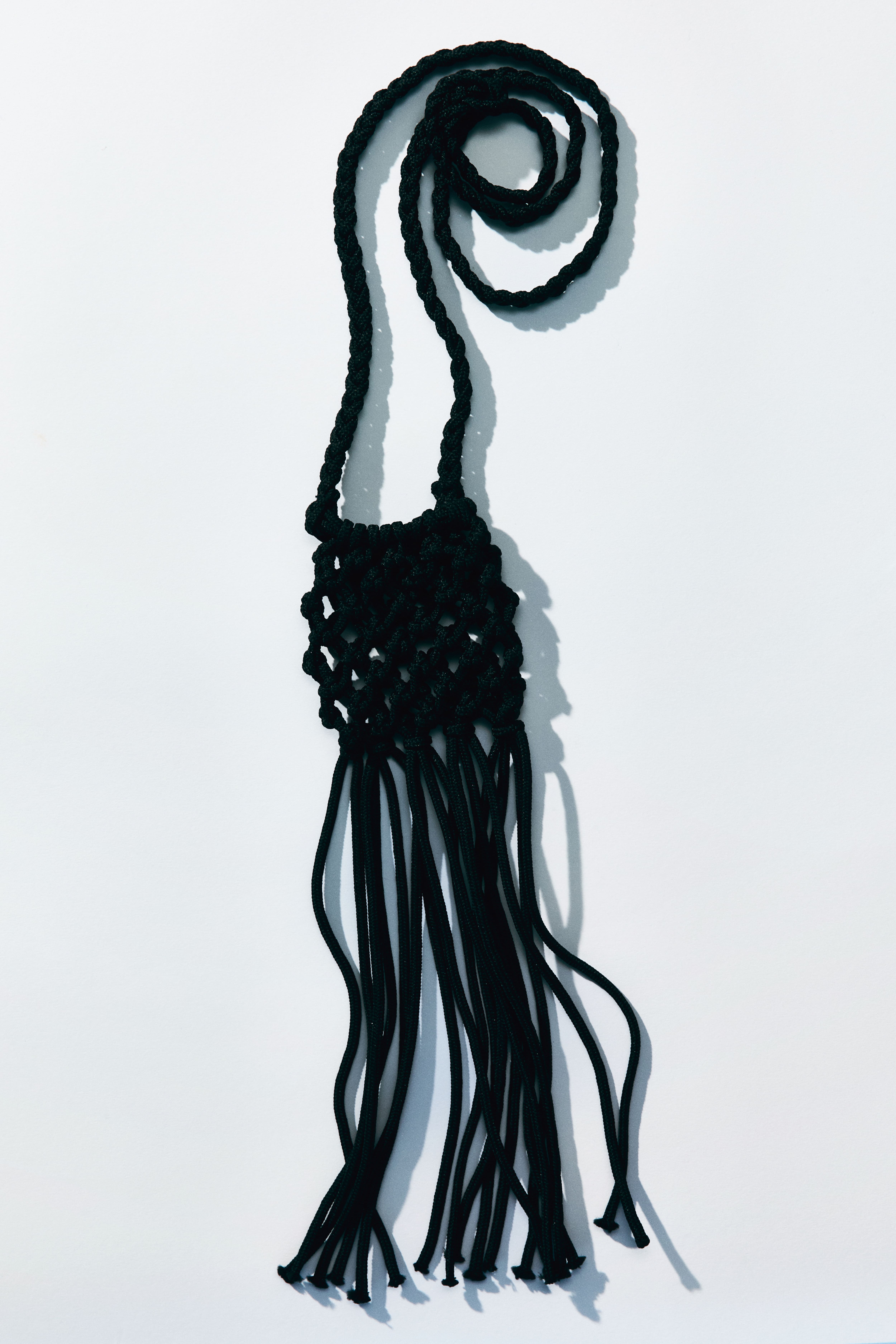 Net Crossbody Bag with Fringe