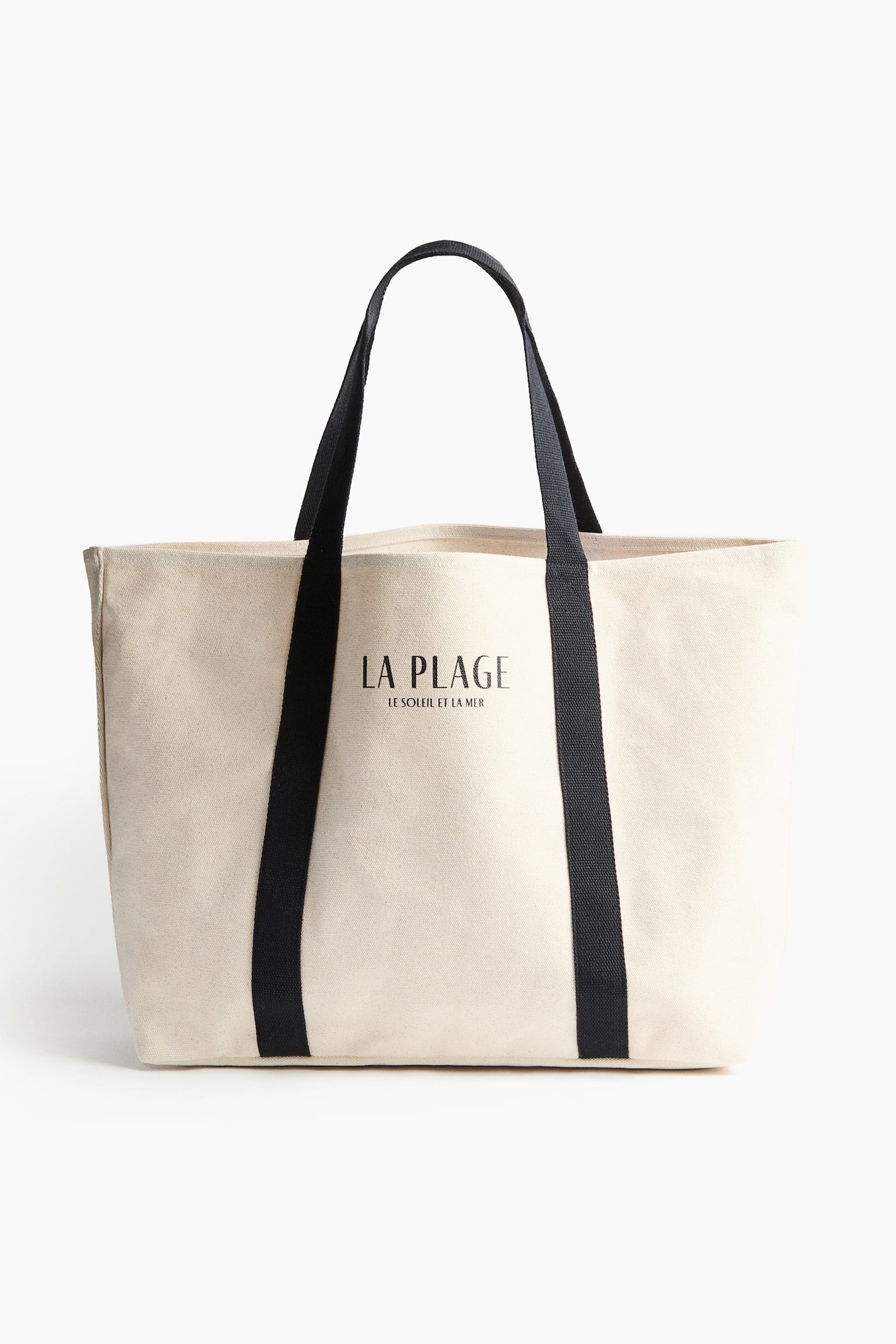 Canvas beach bag - Natural white/Black/Natural white/Dark green - 2