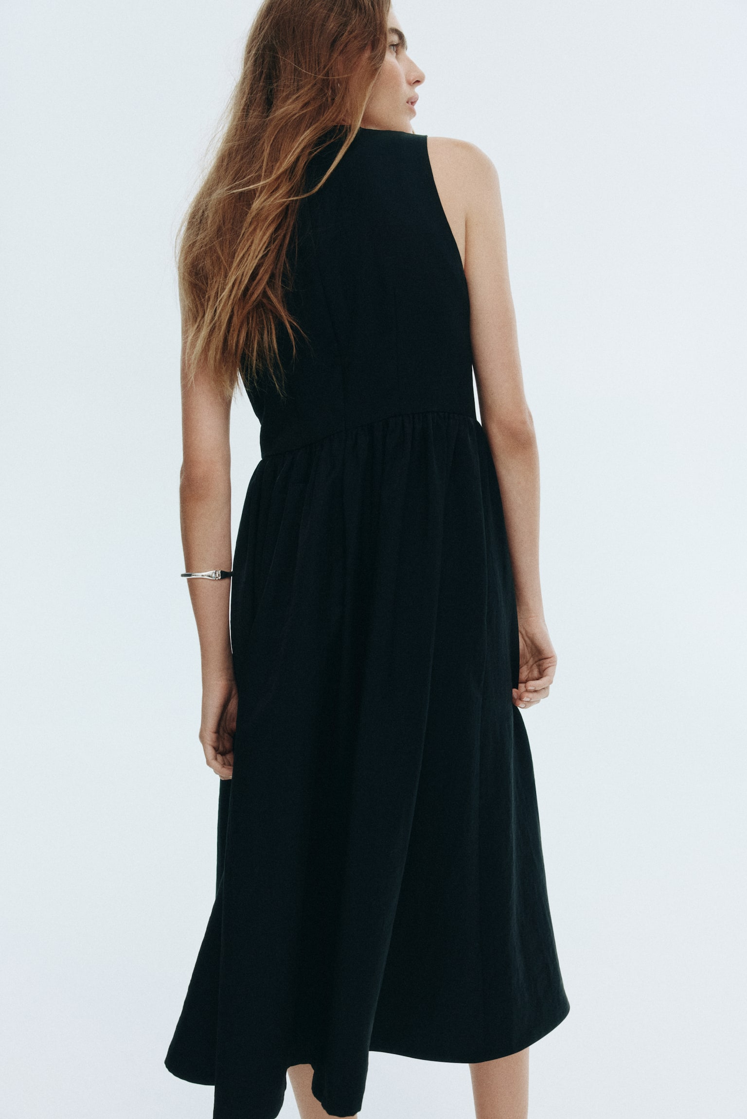 Vestido sin mangas en sarga - Negro - 3