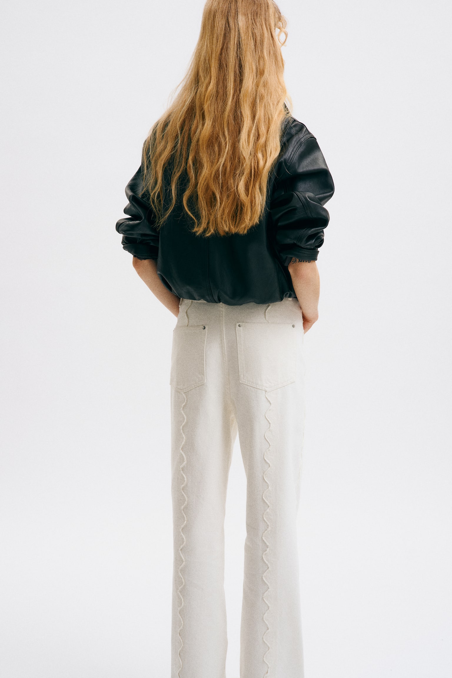 Flared Regular Waist Jeans - Crema/Azul denim claro - 5