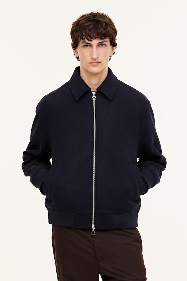 Wool-Blend Jacket with High Neckline, Regular