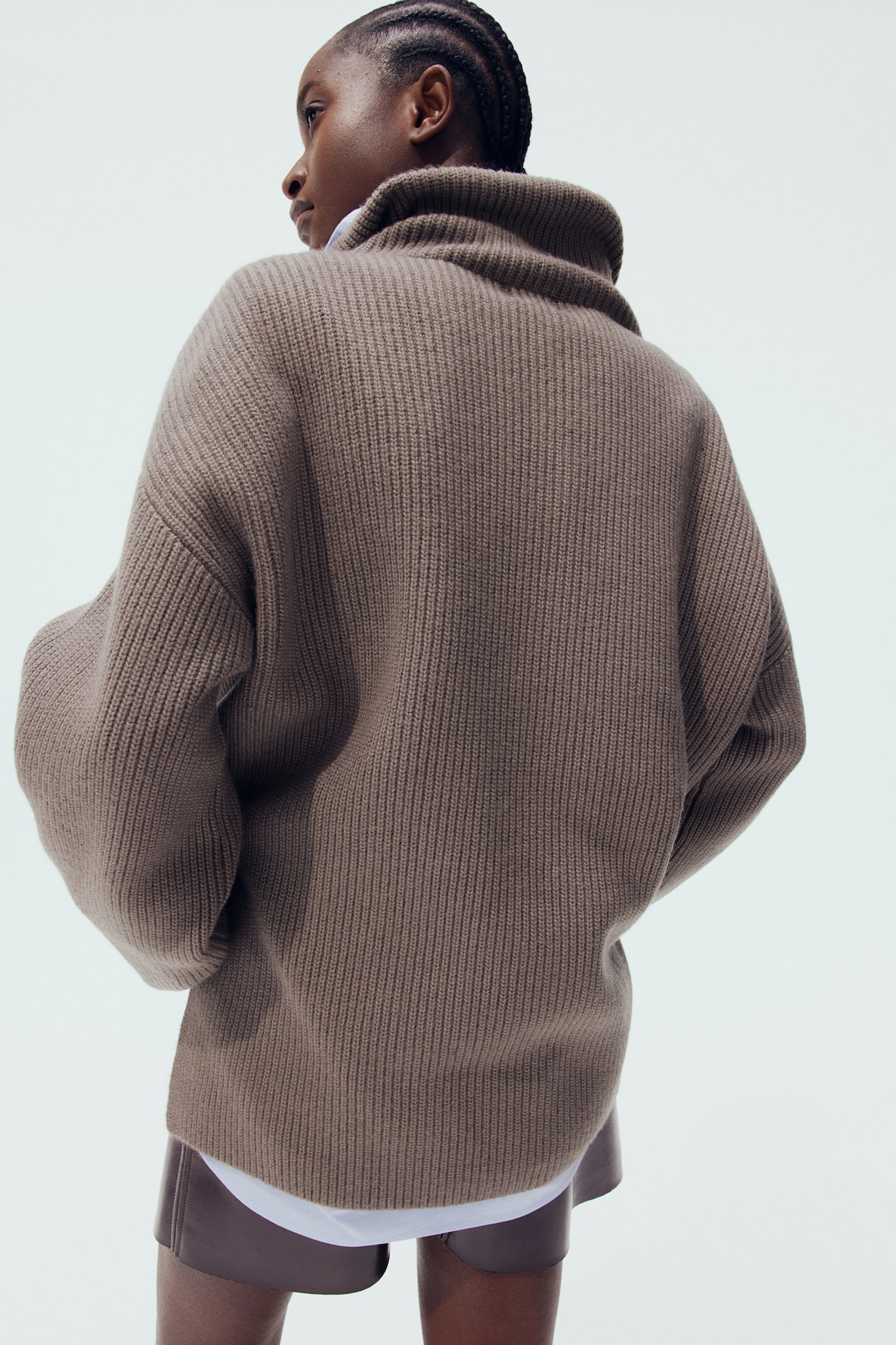 Zip-top rib-knit jumper - Brown/Pigeon blue/Black/Striped/Light beige marl/Grey marl/Navy blue - 5