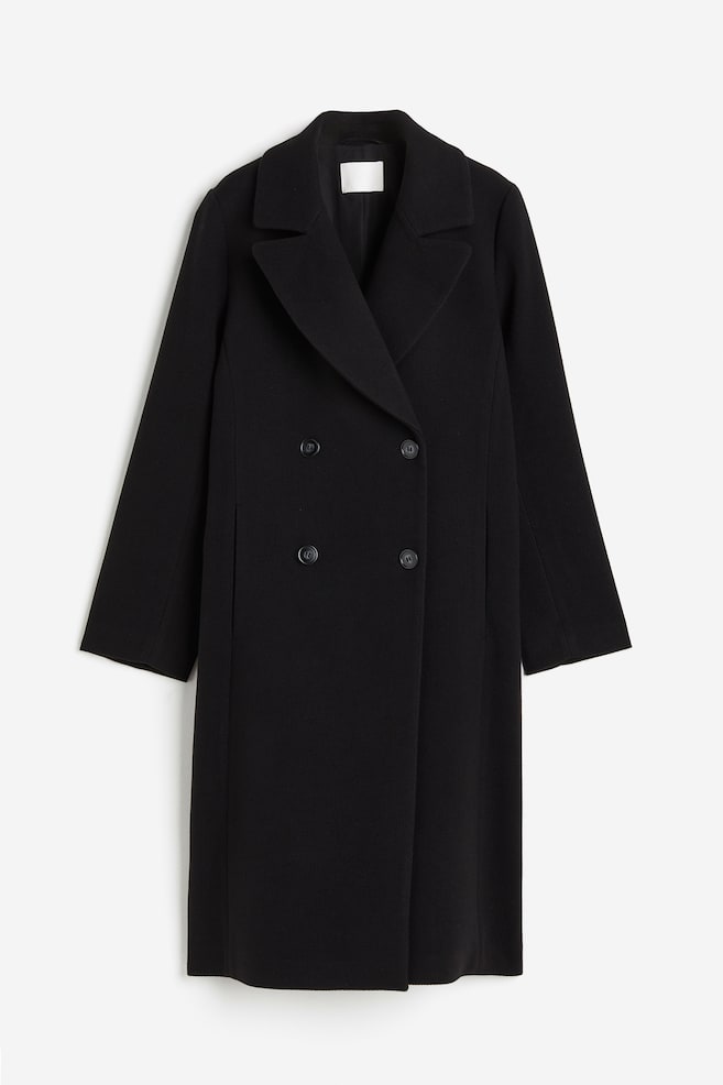 Double-breasted coat - Black/Grey marl - 2