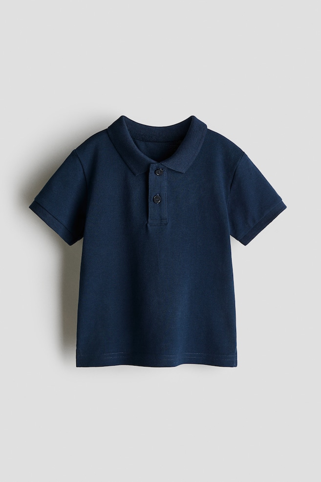 Poloshirt aus Baumwollpikee - Marineblau/Hellblau/Weiß/Dunkelgrau - 1