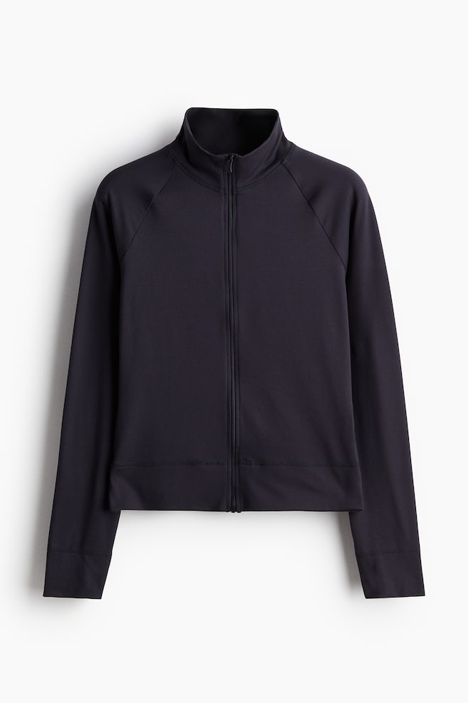 Jersey Cardigan with Zipper - Nearly black/Dark taupe - 1
