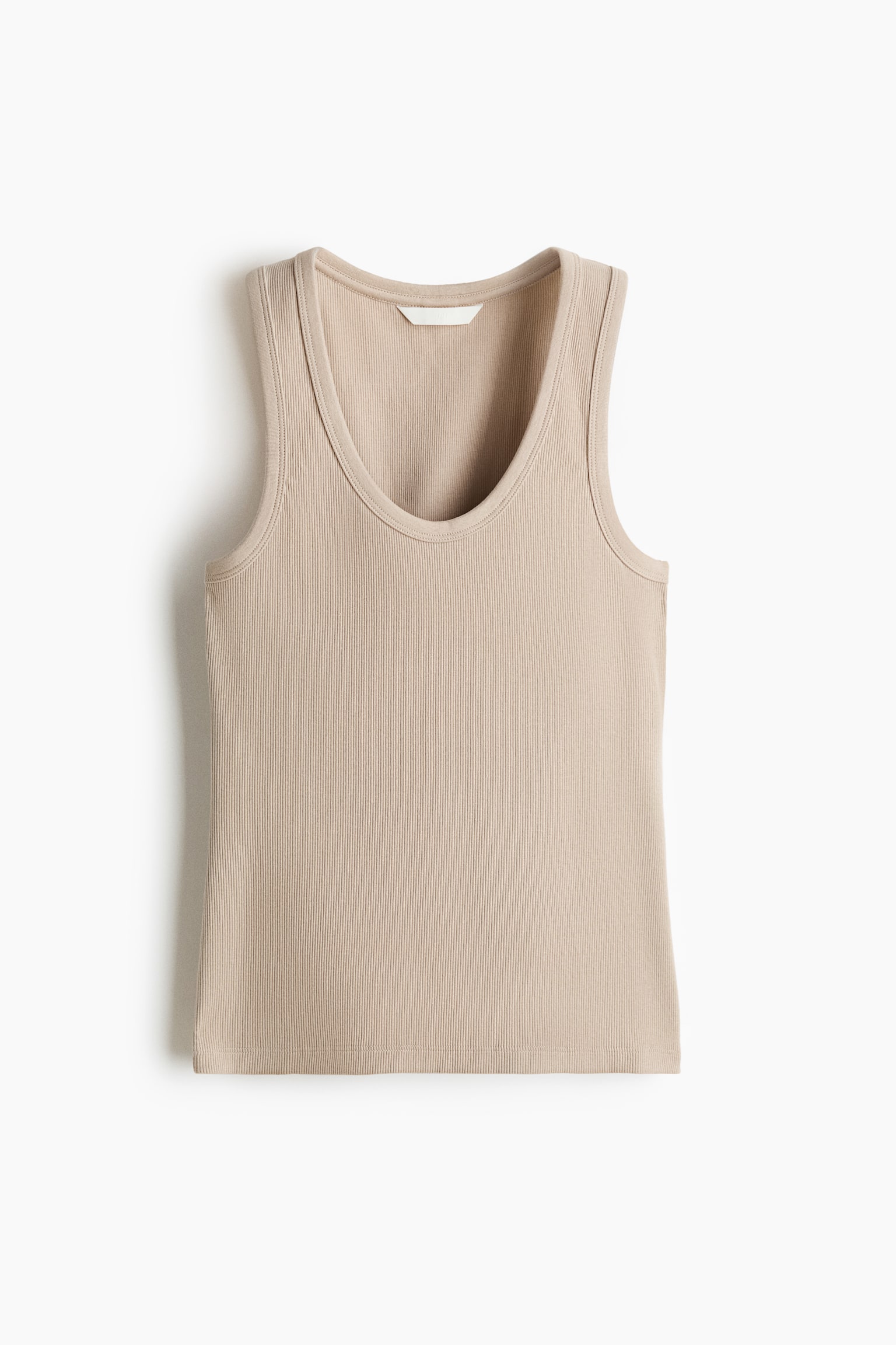 Ribbed Cotton Tank Top - Beige - 1