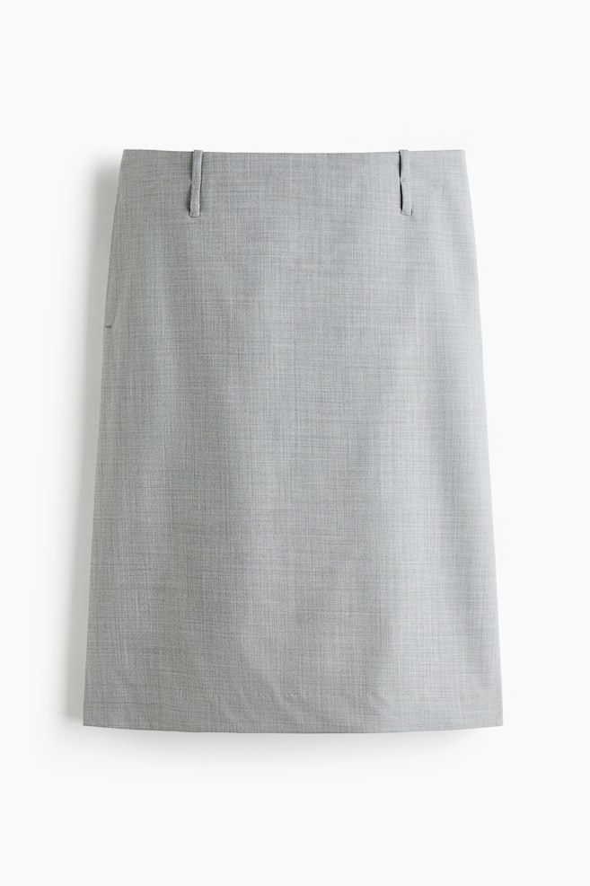 Wool pencil skirt - Light grey marl - 1