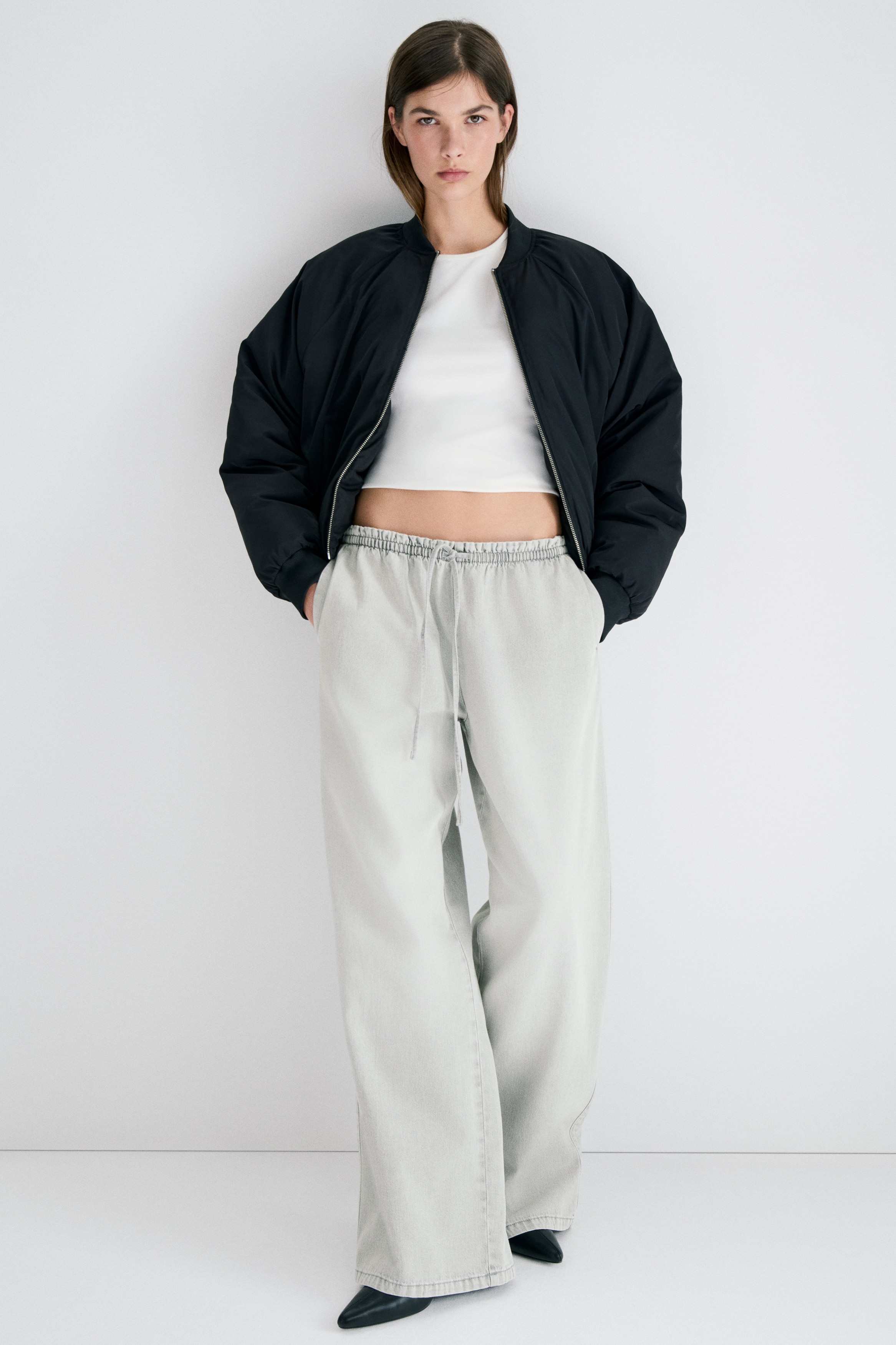 Denim pull-on trousers - Light grey/Denim blue