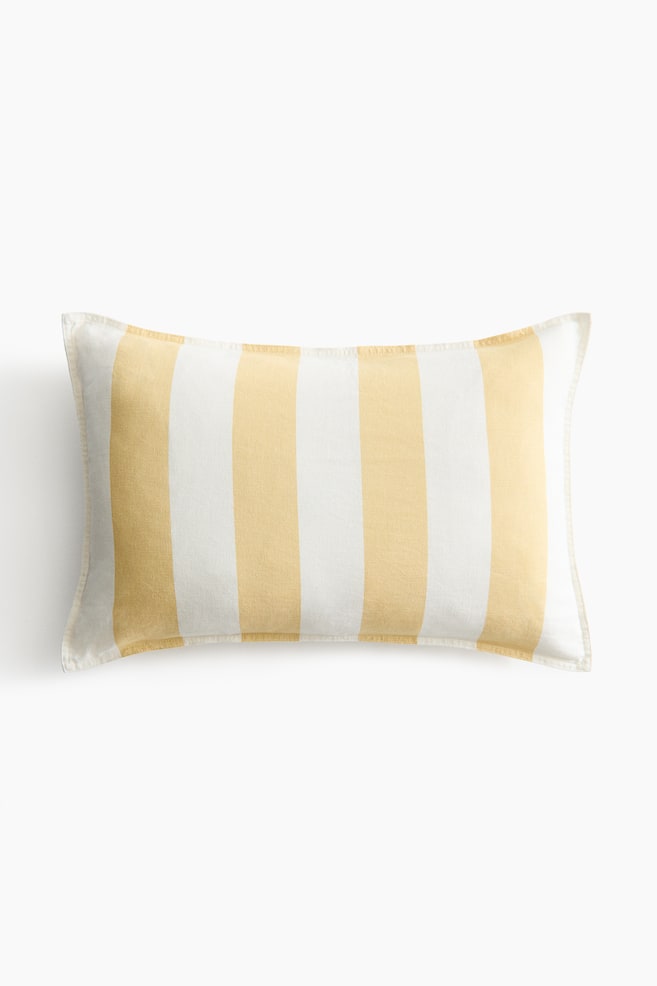 Linen-blend cushion cover - Light yellow/Striped/Beige/White striped/Brown/White striped/Light dusty pink/Striped - 1