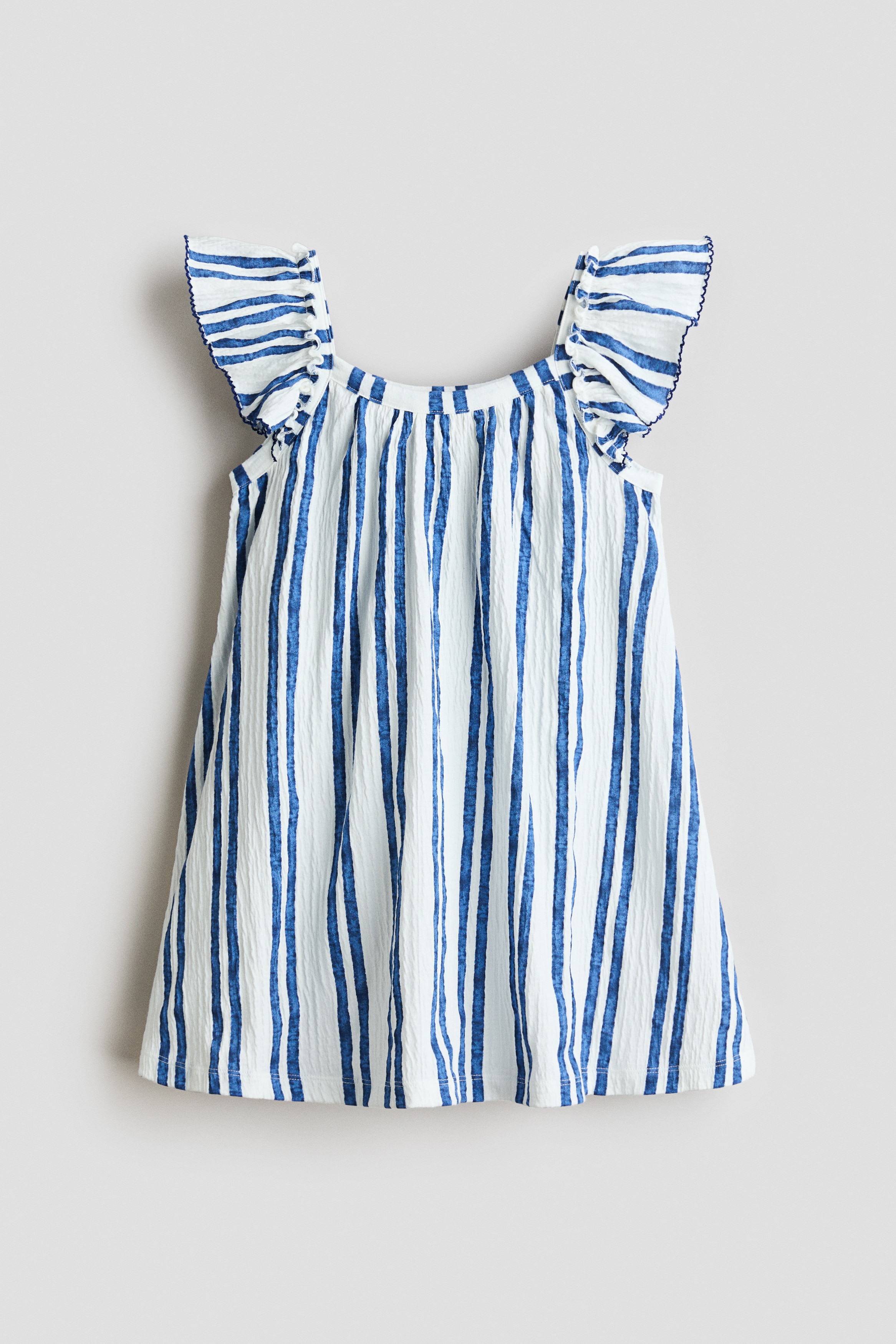 Textured jersey dress - White/Blue striped