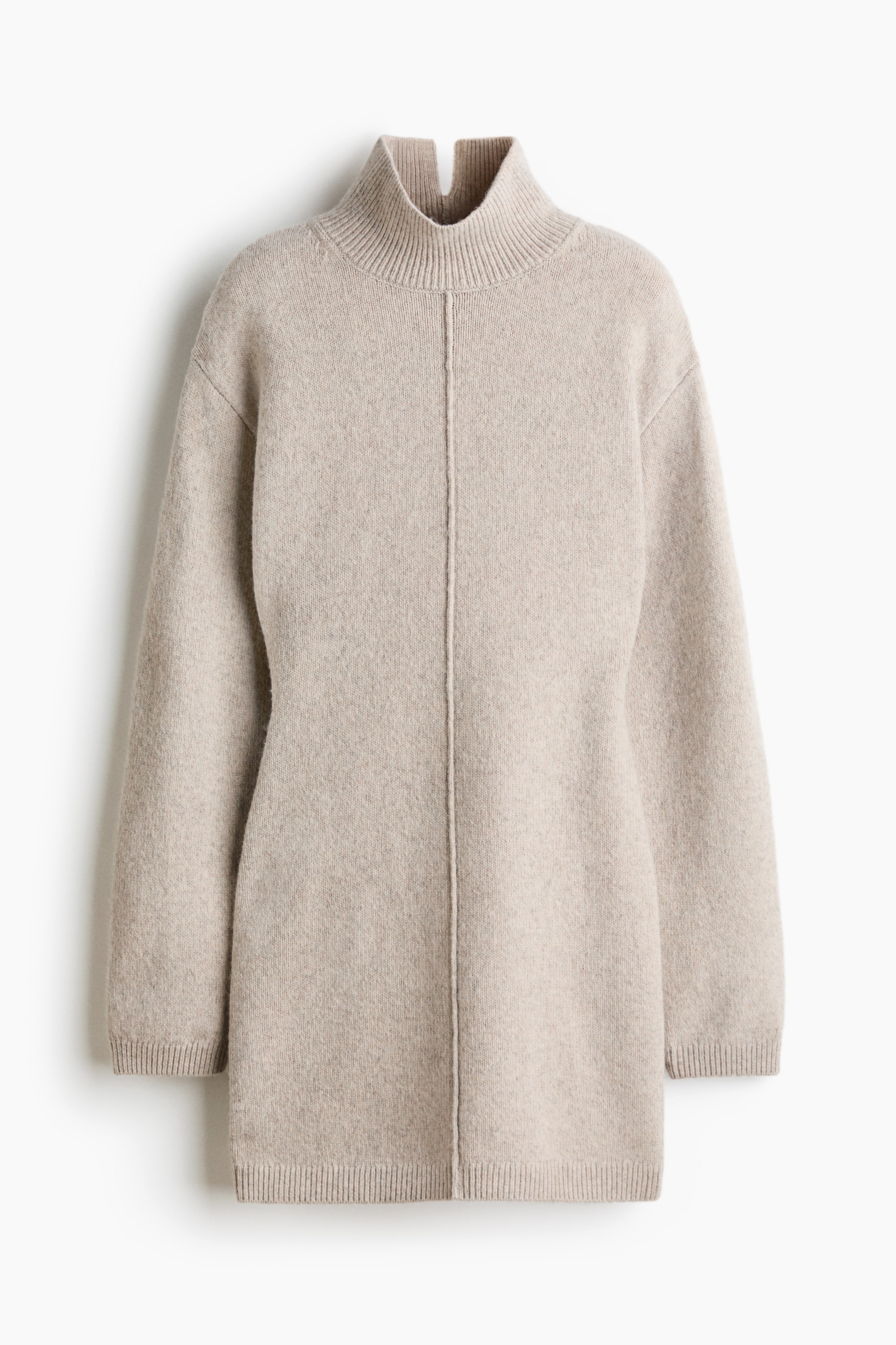 View larger image: Knitted turtleneck dress - Light greige - Ladies | H&M 1