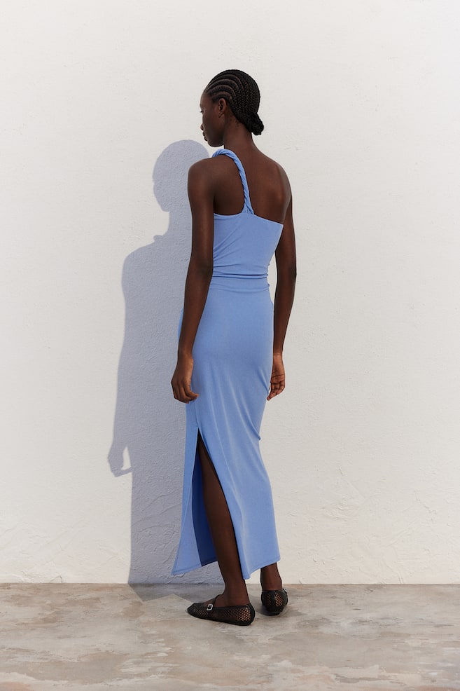 Jersey One-shoulder Dress - Blue - 4