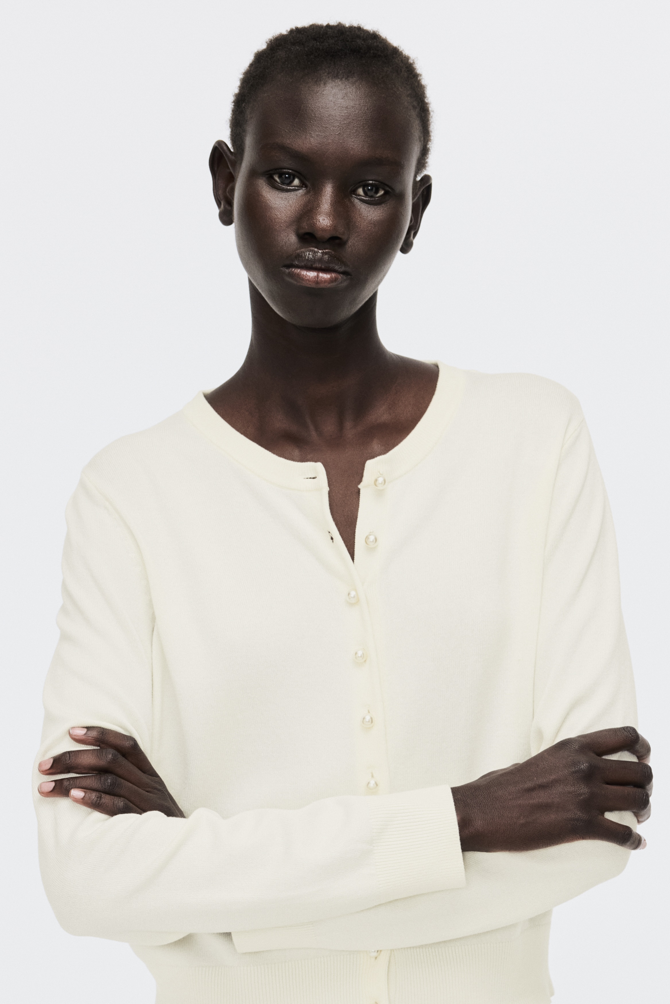 H & M - ニットカーディガン - ホワイト