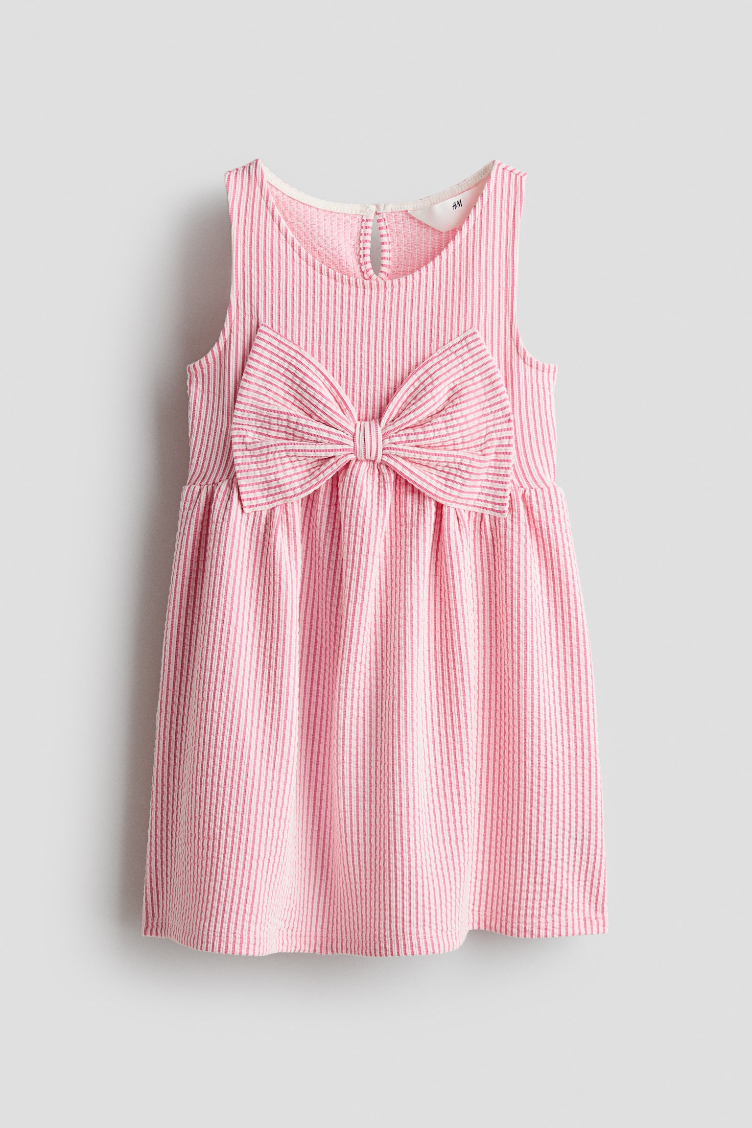 Jurk met strik - Roze/gestreept/Blauw/gestreept