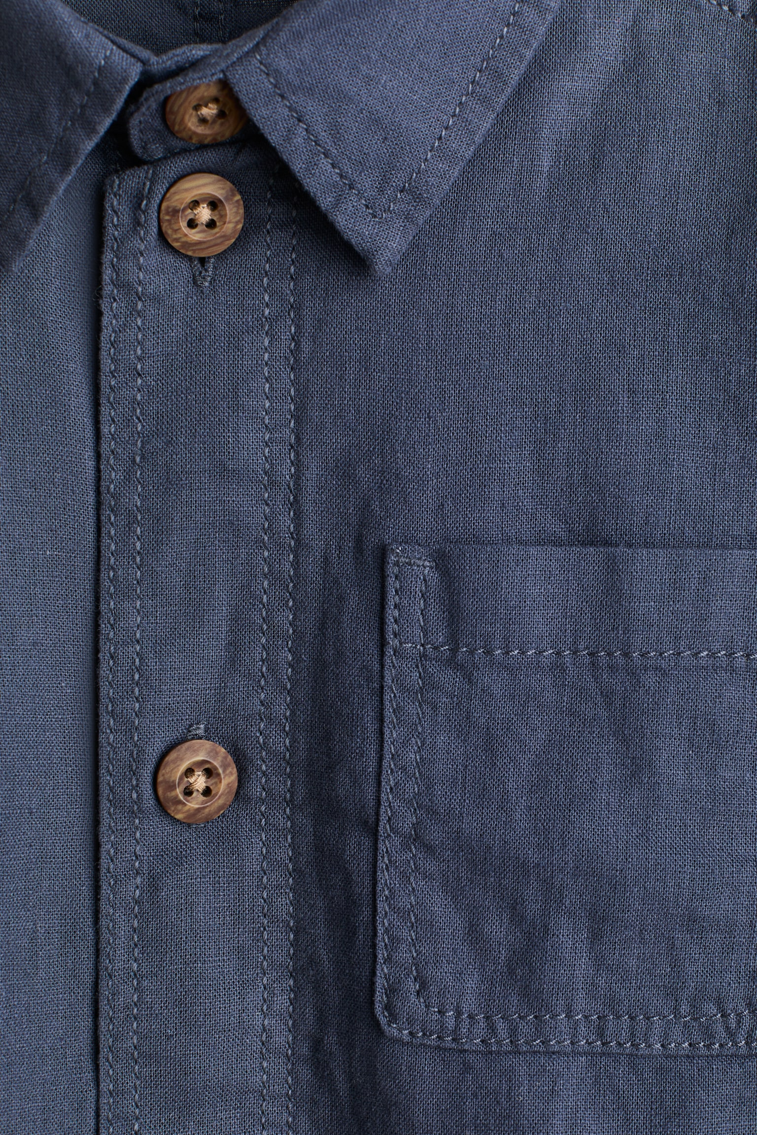 Linen overshirt - Dark blue/Light beige - 2