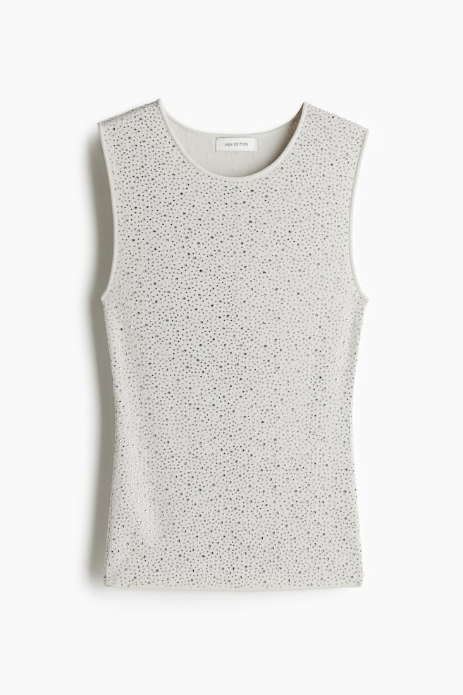 Top con strass - Beige grisáceo claro - 1