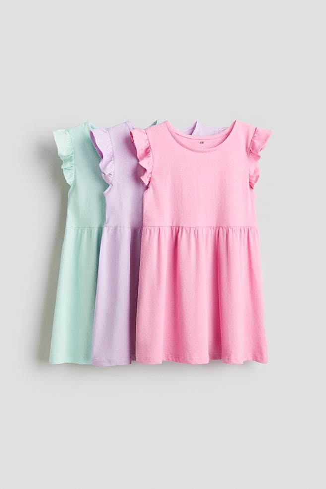 3-pack jersey dresses - Pink/Light purple/Mint green - 1