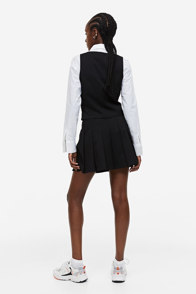 Pleated A-line skirt - Black/Light grey marl/Dark beige - 5