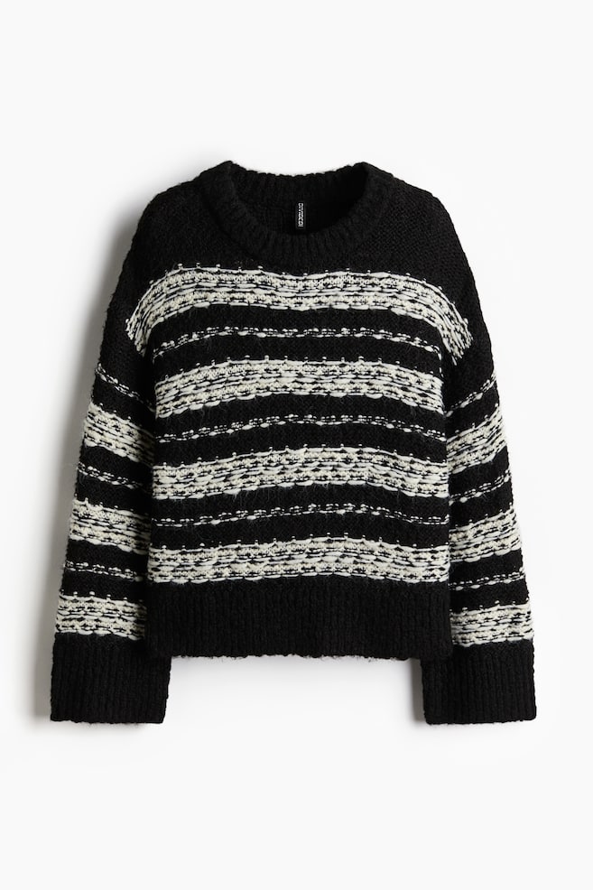 Jersey en punto jacquard - Negro/Rayas - 1