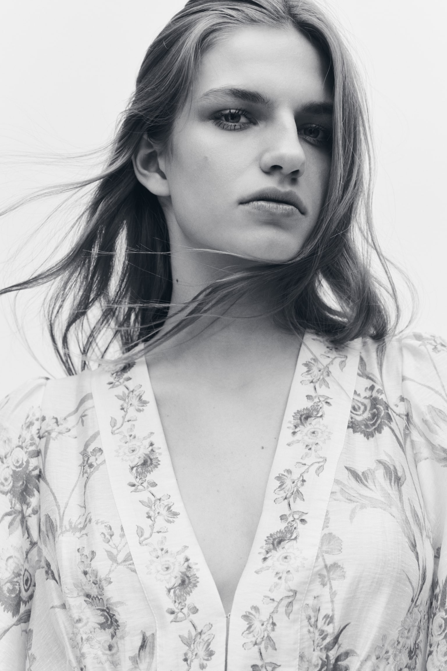 Robe en lin mélangé - Beige clair/fleuri/Noir/fleuri - 4