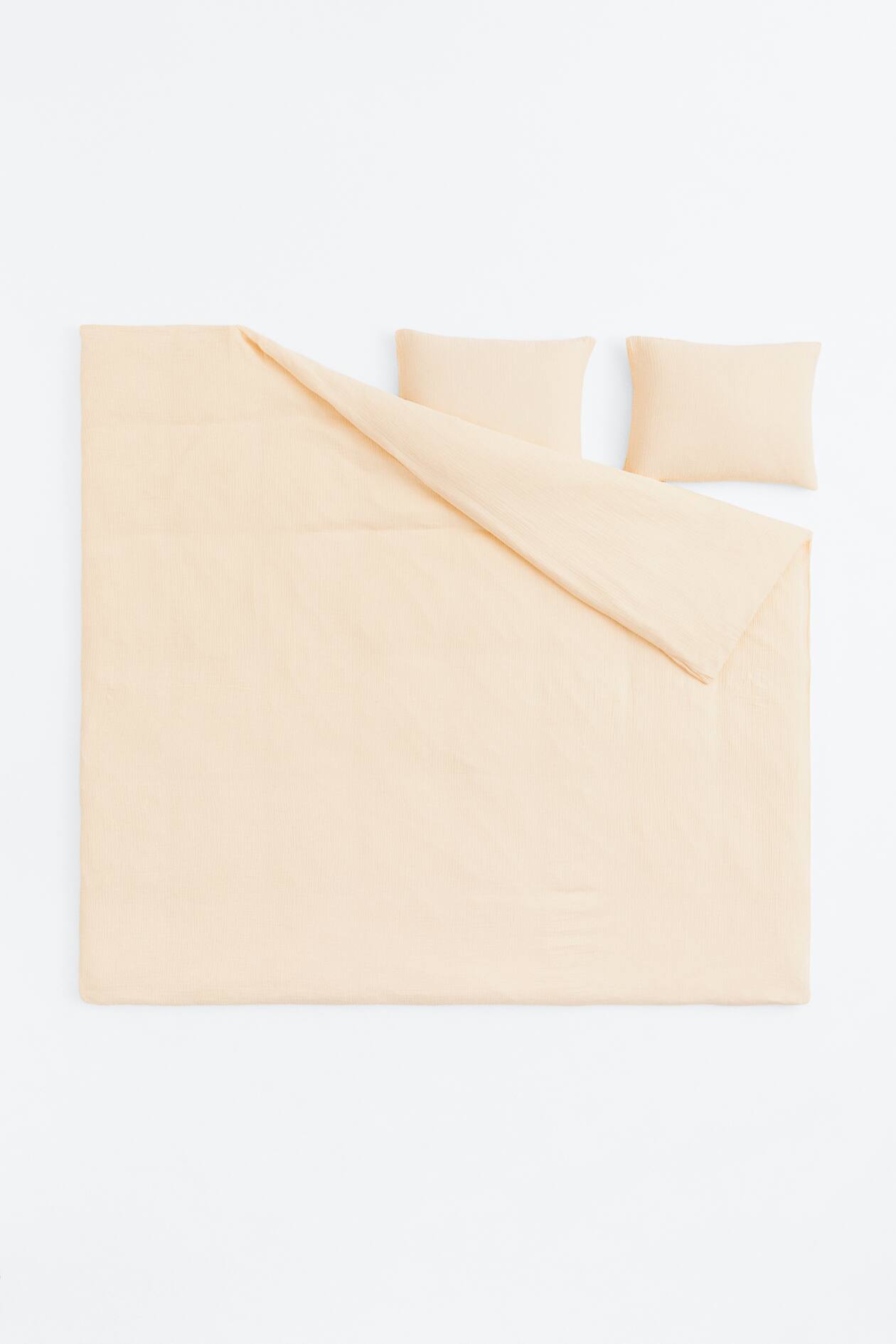 Muslin King/Queen Duvet Cover Set Light yellow Home All H&M US