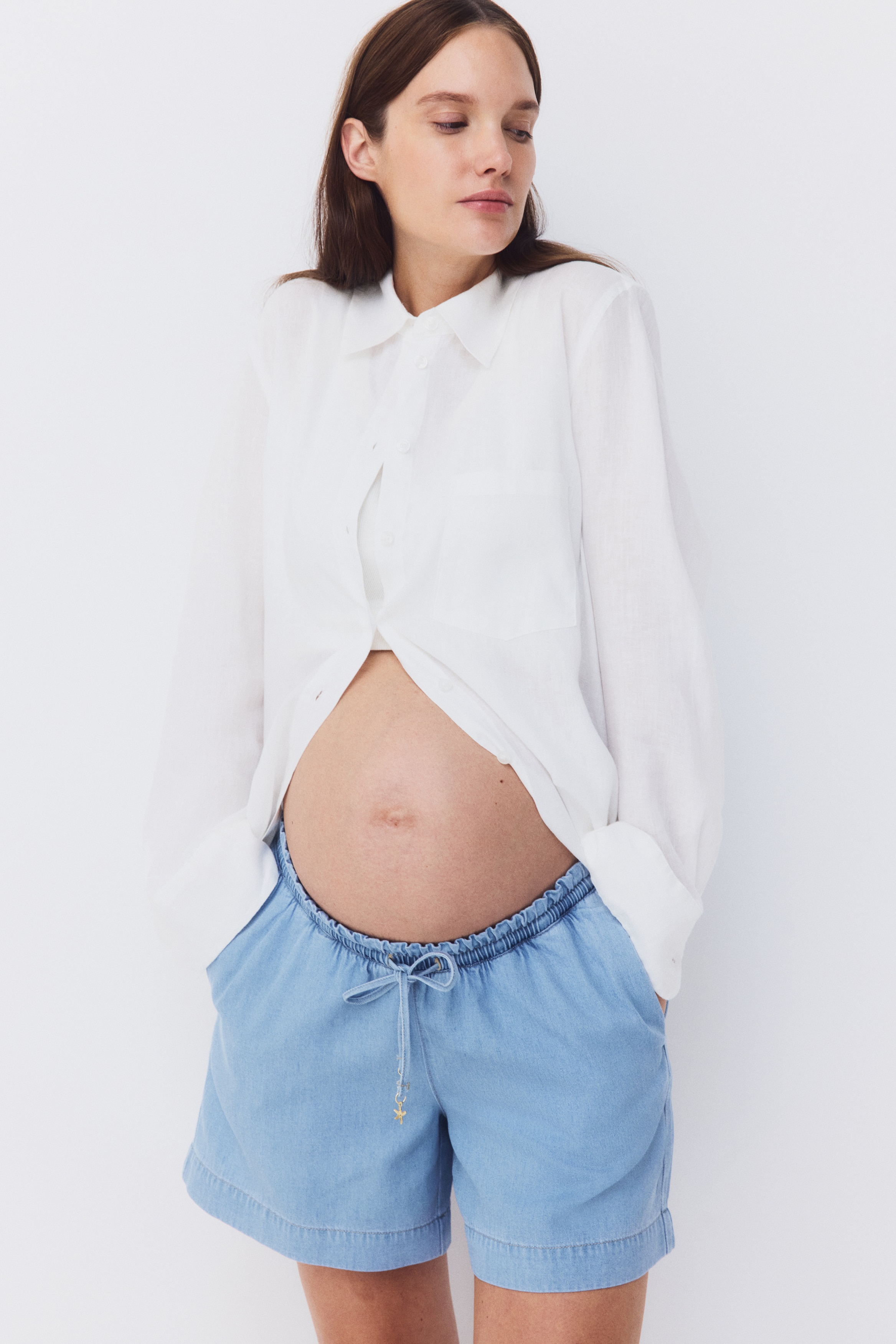 MAMA Denim Drawstring Shorts from H&M - $39.99