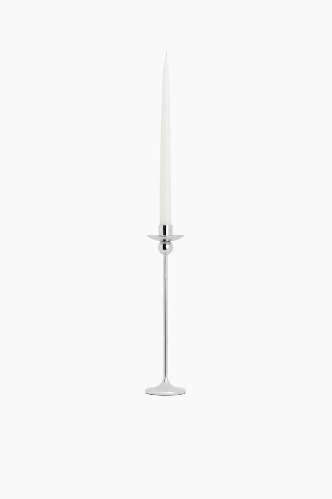 Tall Stainless Steel Candlestick - Silver-colored - 1